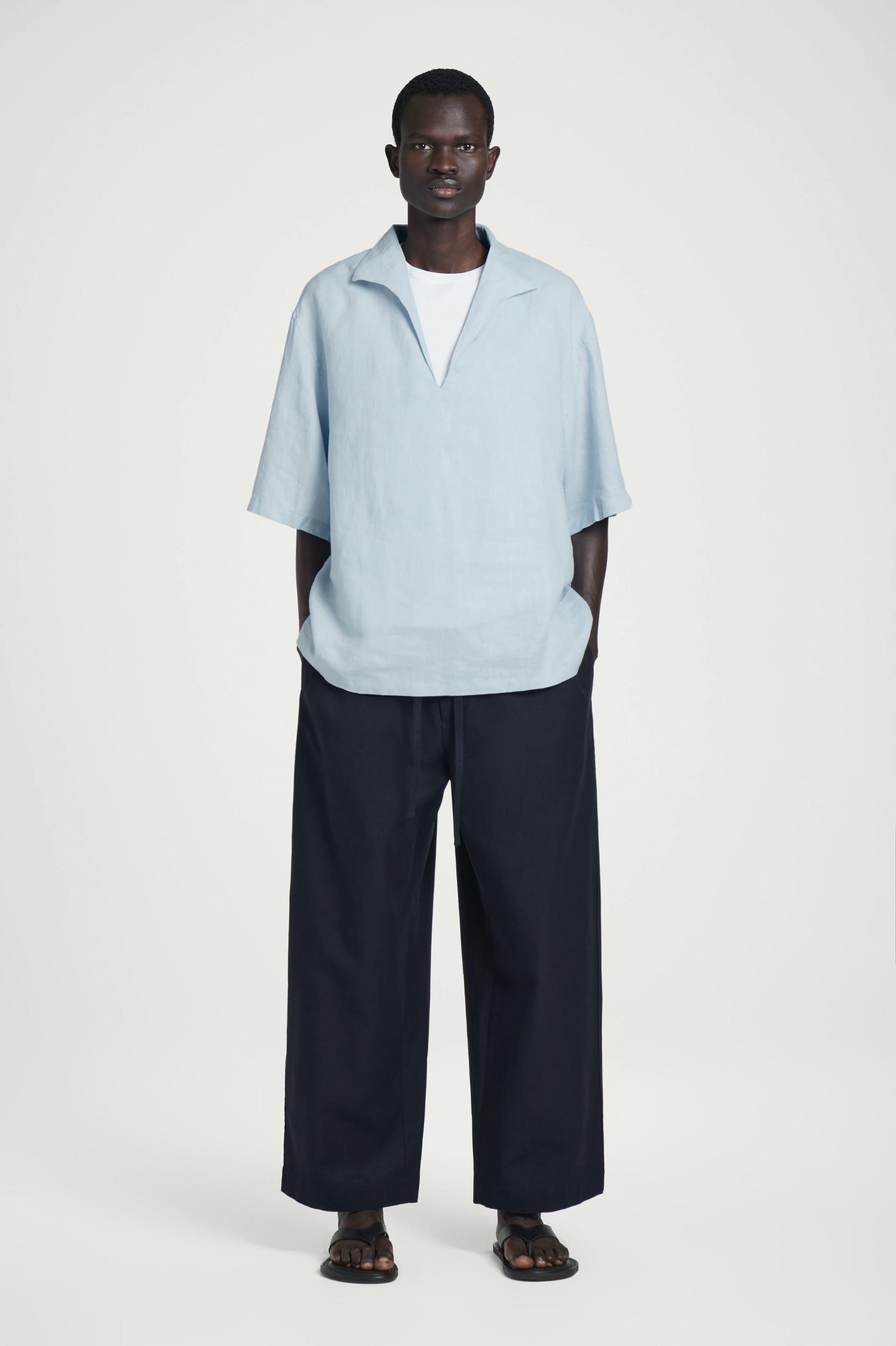 OPEN-COLLAR LINEN SHIRT Product Image