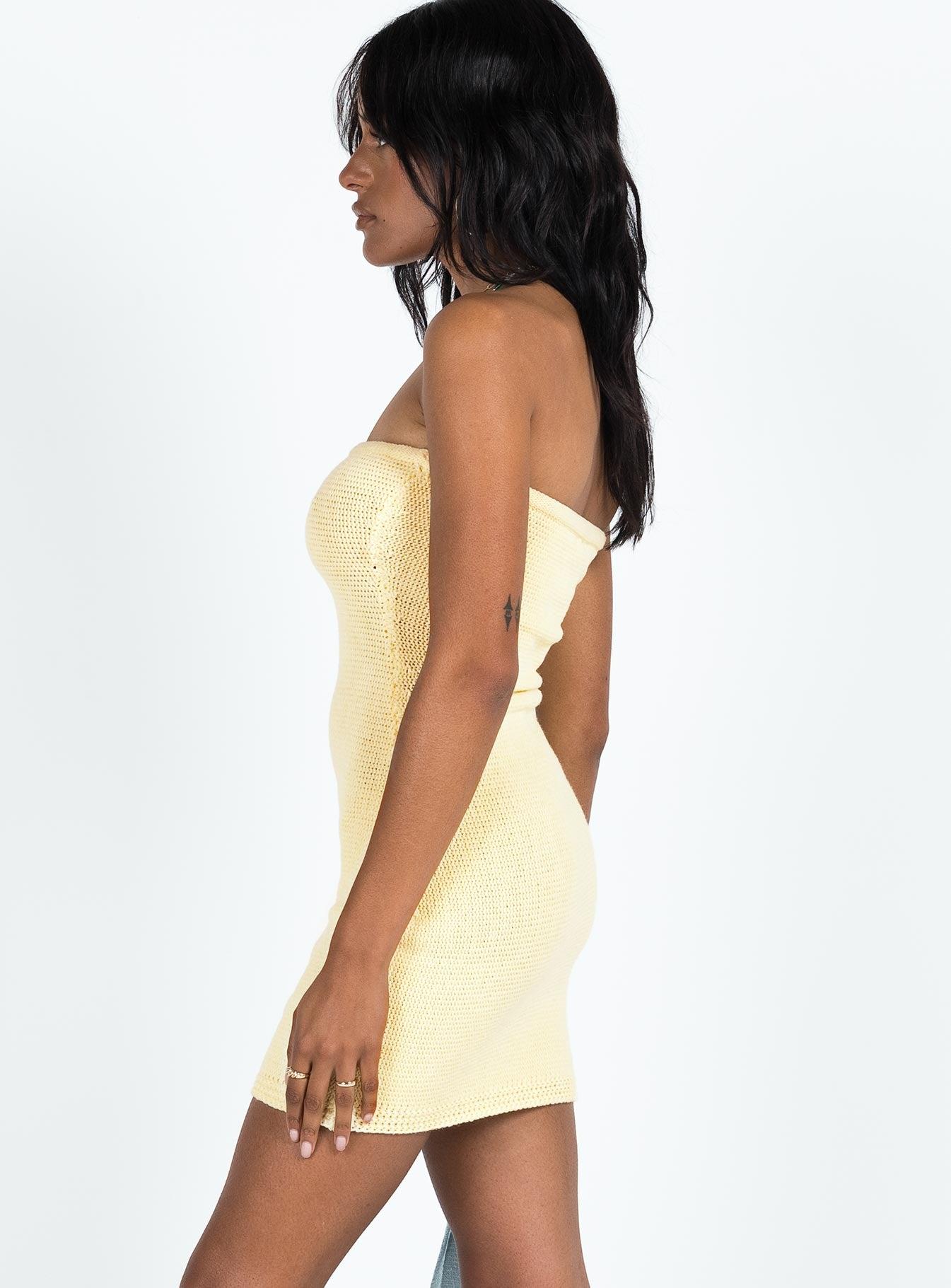 Flow Strapless Mini Dress Yellow Product Image