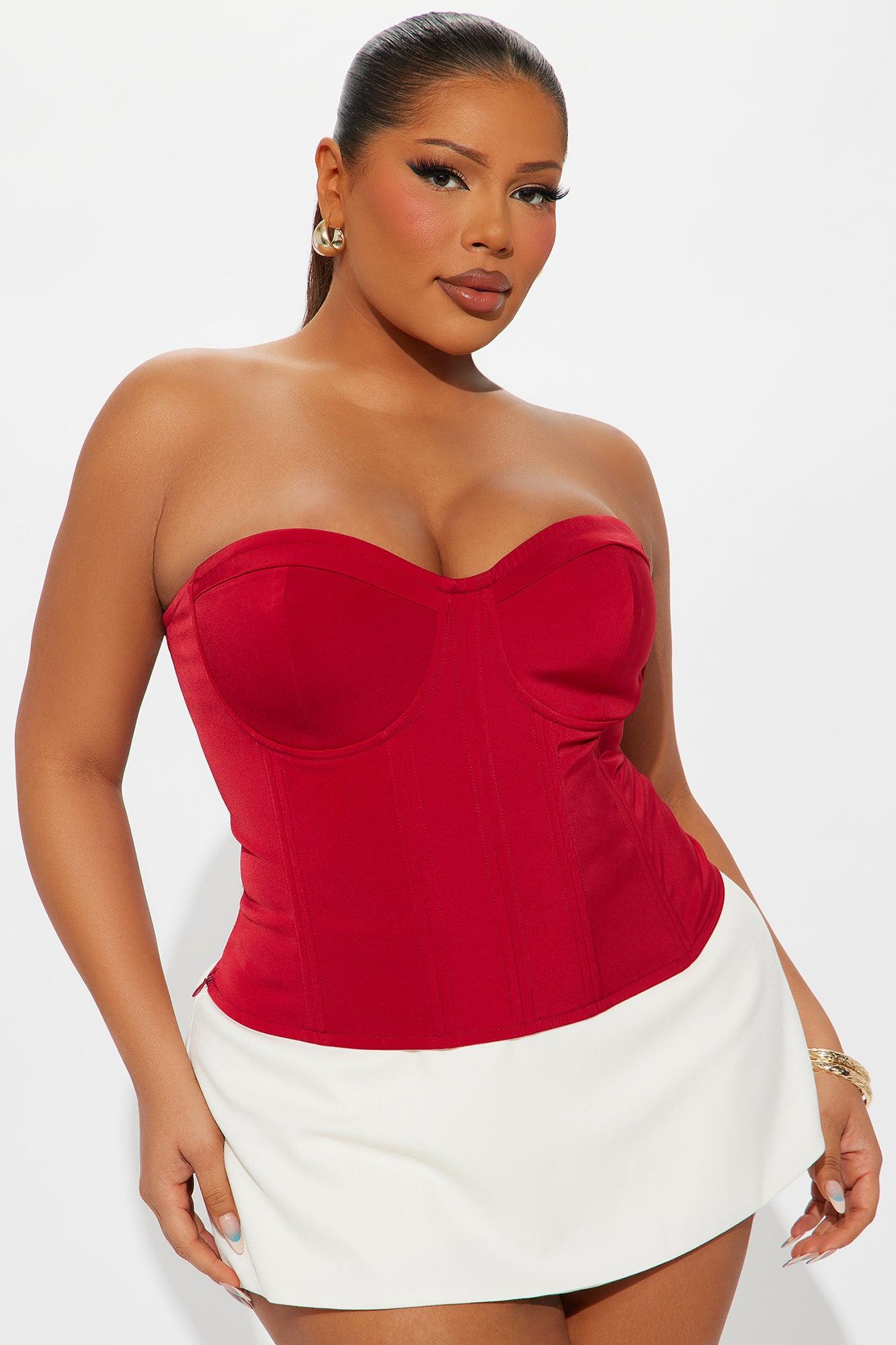 In My Element Lace Up Corset Top - Red Female Product Image