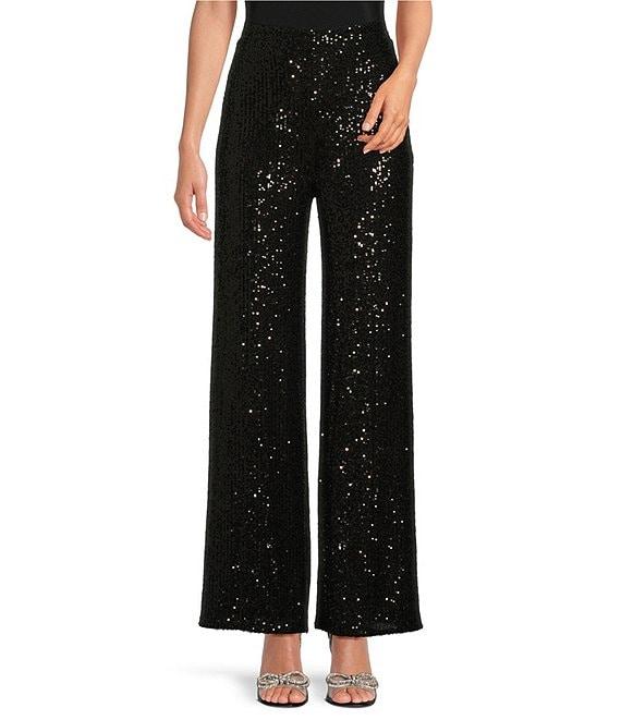 Belle by Badgley Mischka Iris Sequin Flat Front Coordinating Pants Product Image