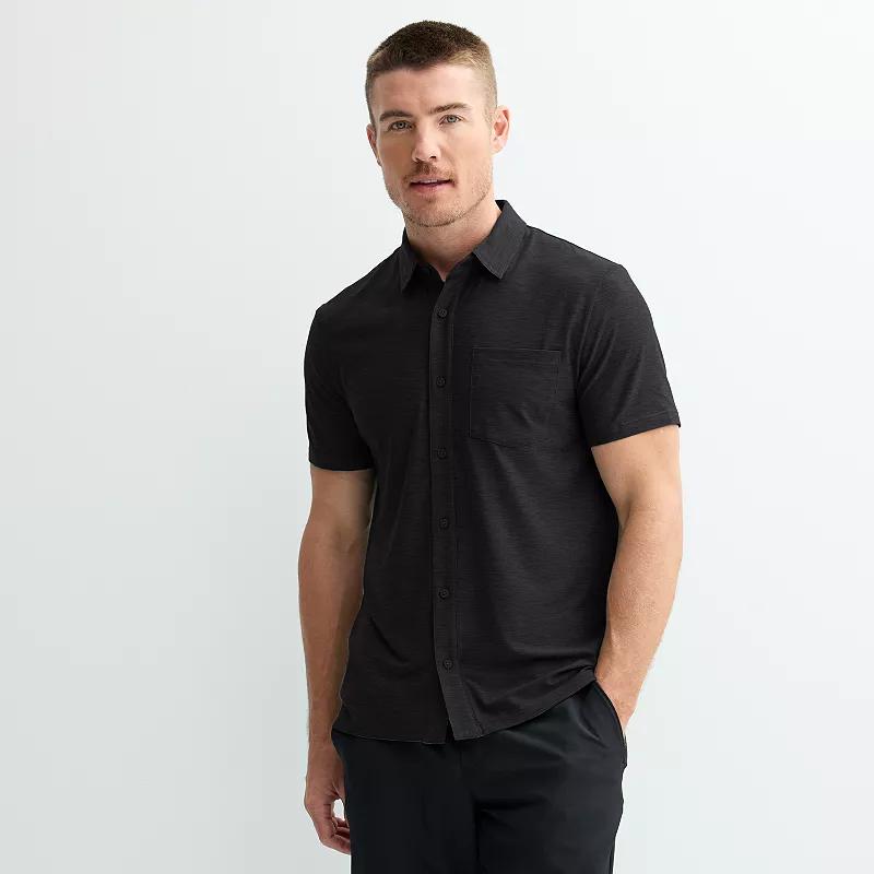 Men's FLX Wander Button Down Polo, Size: Small, Black Coal Product Image