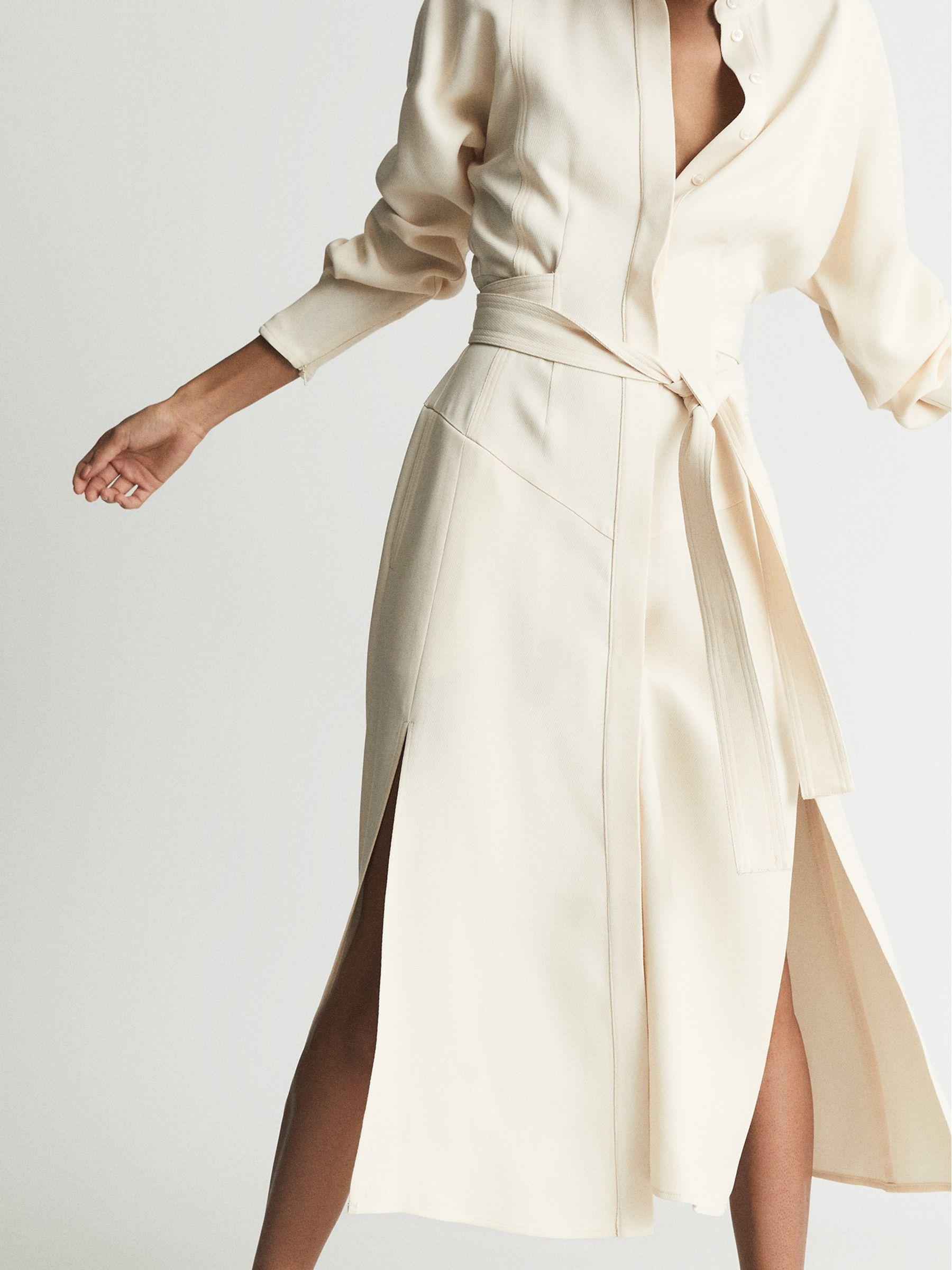Regular Belted Midi Shirt Dress in Neutral Product Image