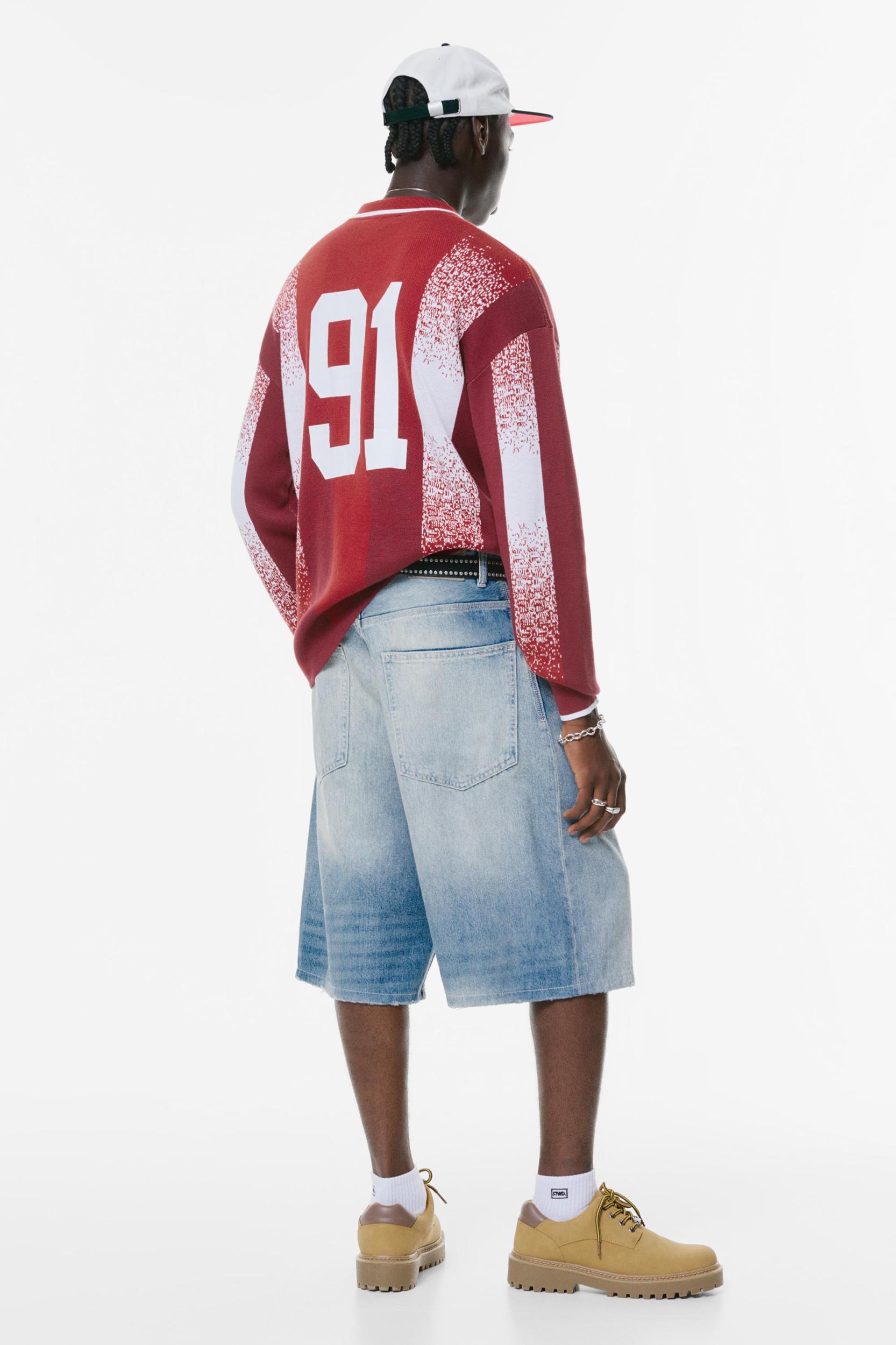 Knit football-style polo shirt 91 Product Image