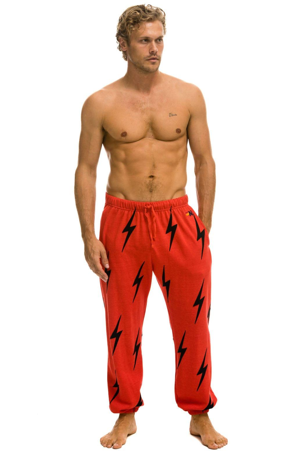 BOLT STITCH REPEAT SWEATPANTS - RED // BLACK Male Product Image