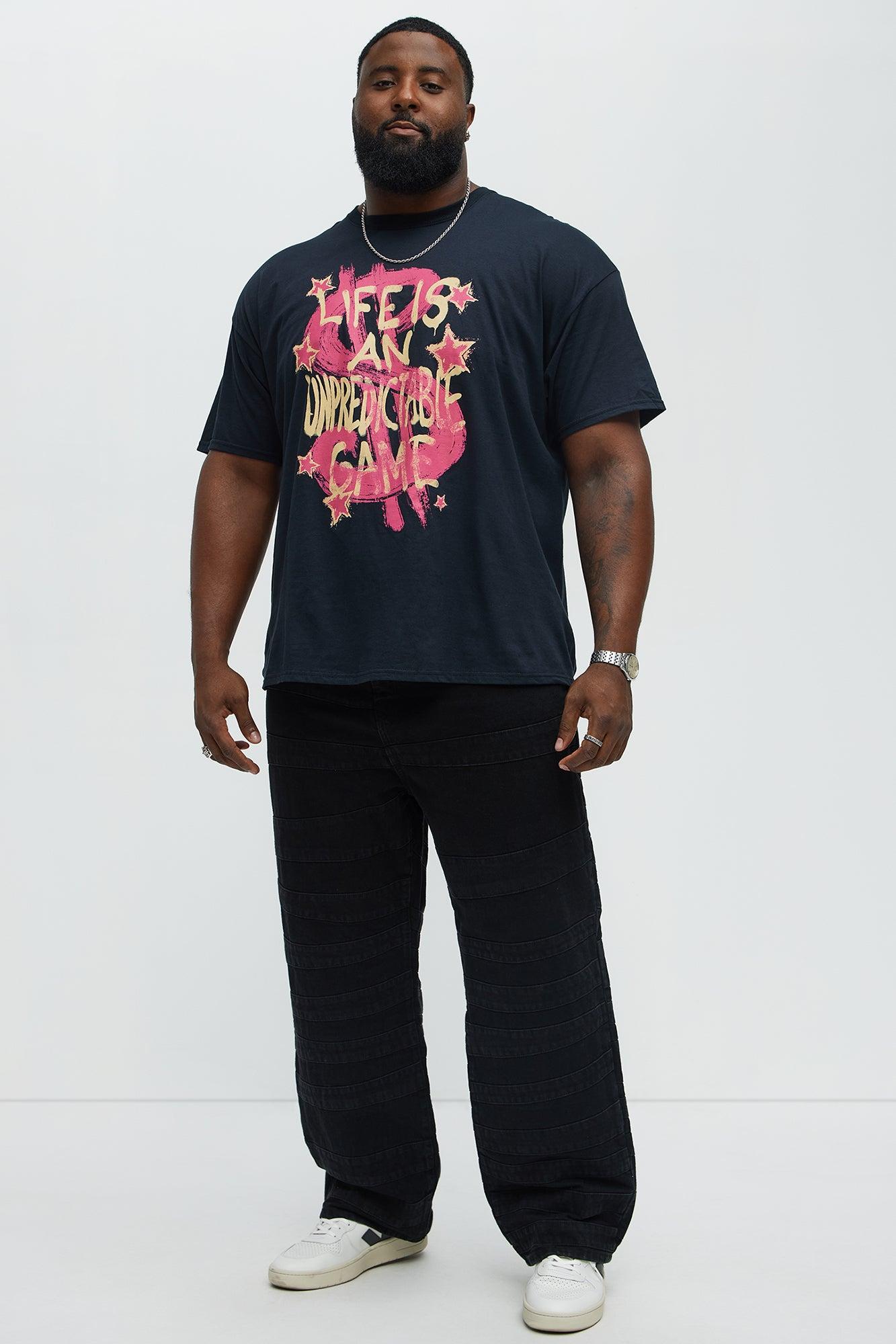 Baggy Layered Paneled Jeans - Black Male Product Image