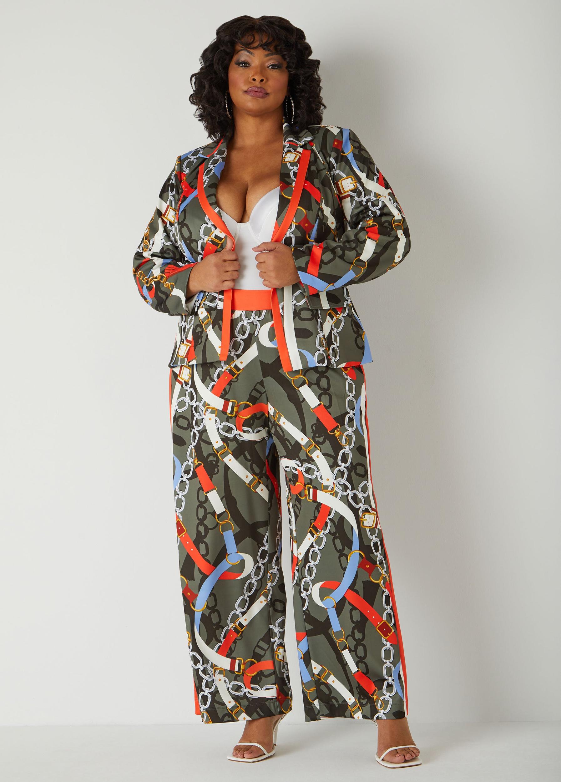 Plus Size Chain Print Wide Leg Pants Ashley Stewart Product Image