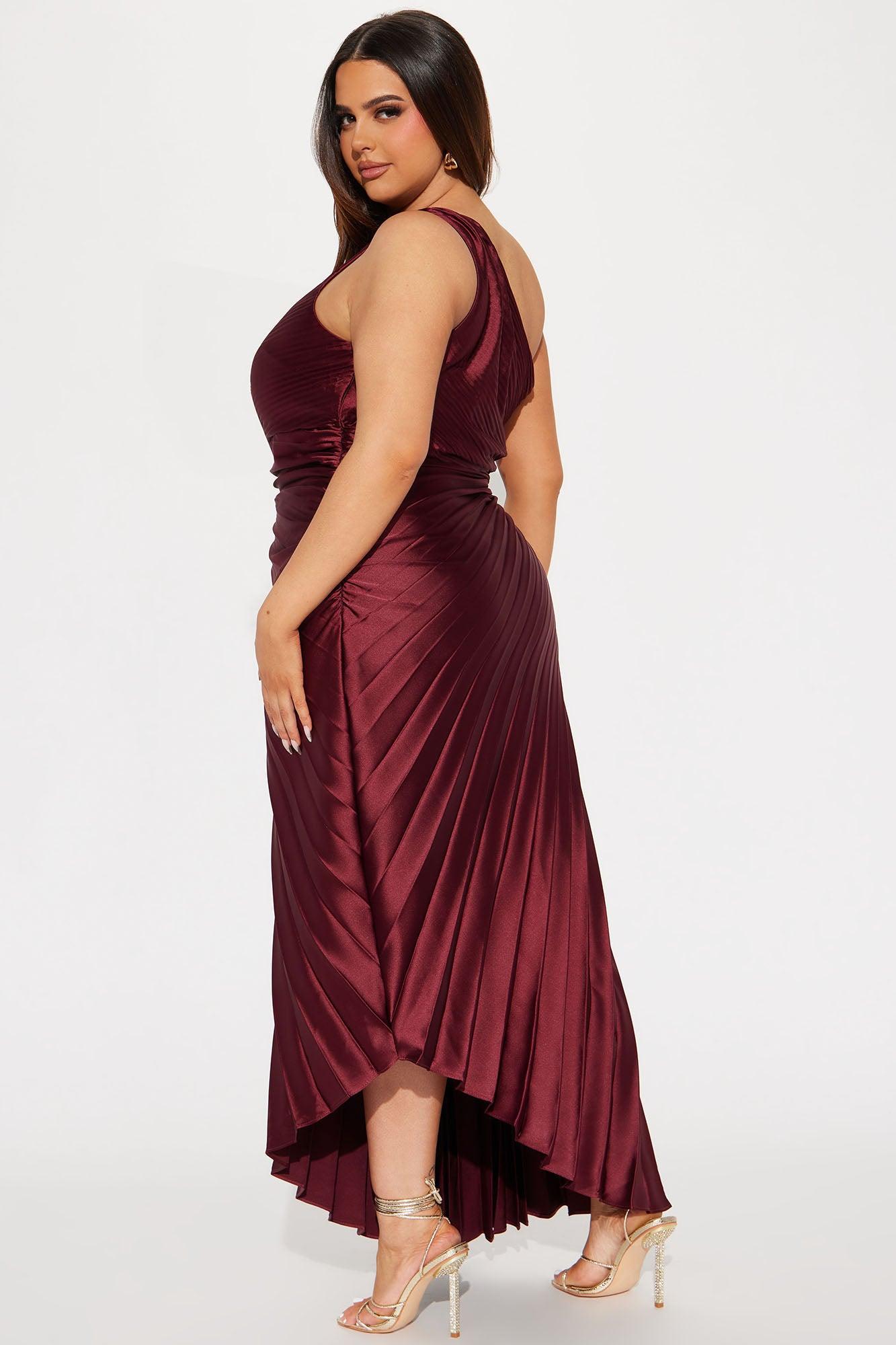 Belle Satin Maxi Dress - Wine Product Image