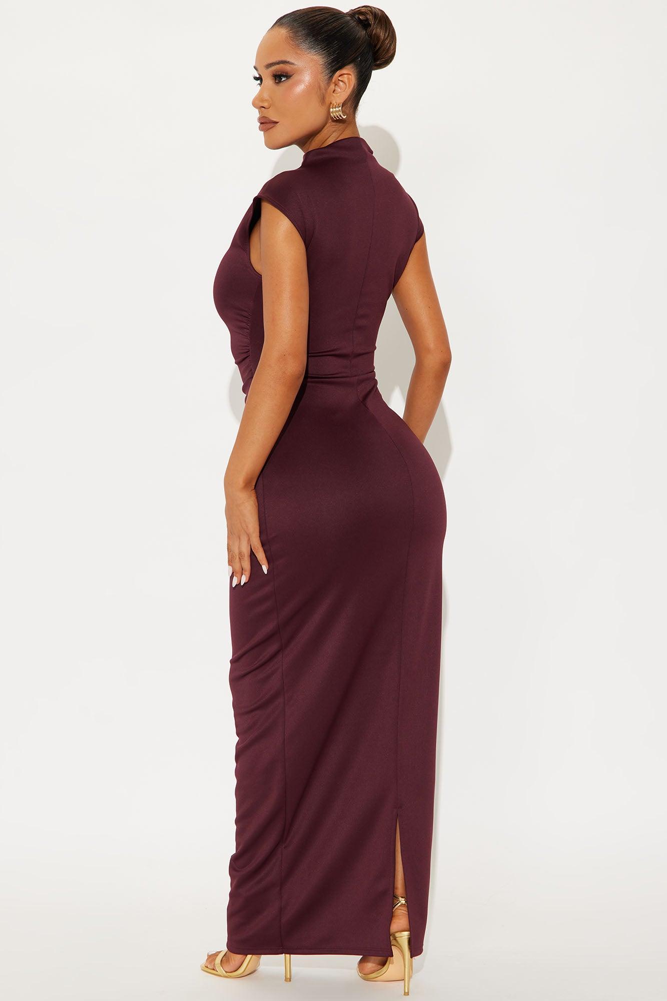 Adeline Mock Neck Maxi Dress - Plum Female Product Image