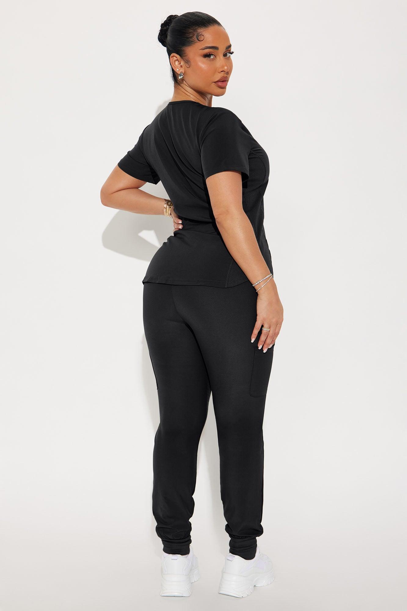Full Shift 4 Way Stretch Uniform Scrub Set - Black Product Image