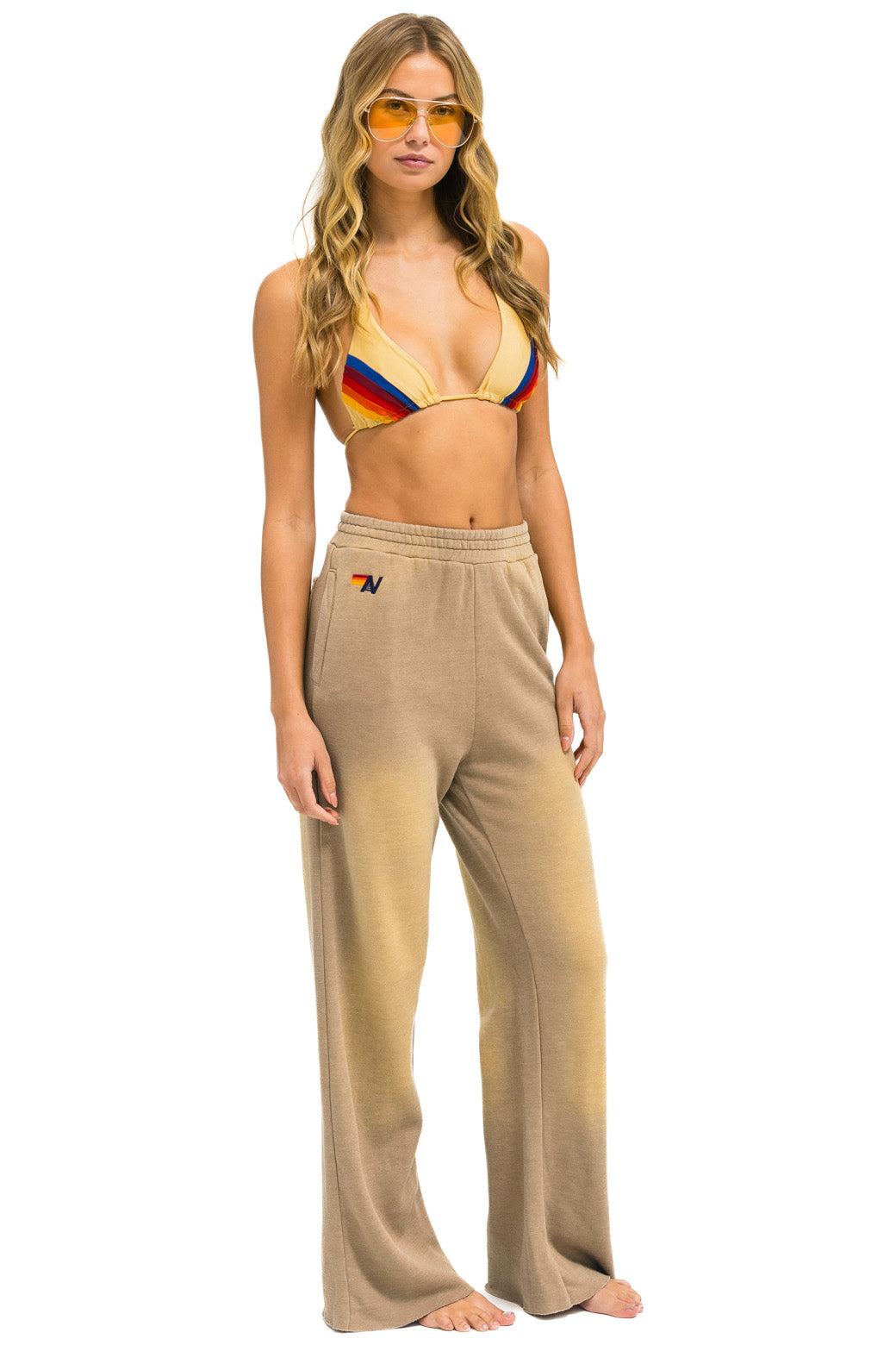 AN 3D WIDE LEG POCKET SWEATPANTS - FADED TAN Female Product Image