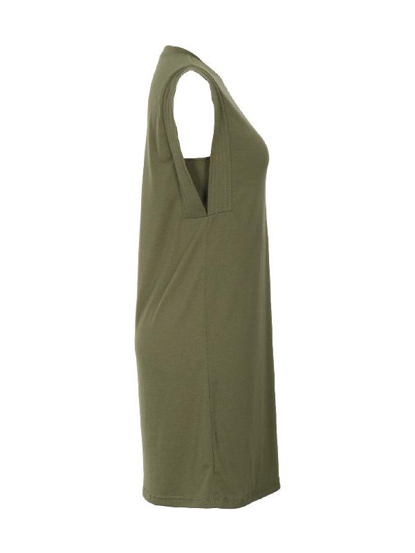 A-Line Loose Solid Color Split-Joint Round-Neck Mini Dresses Product Image