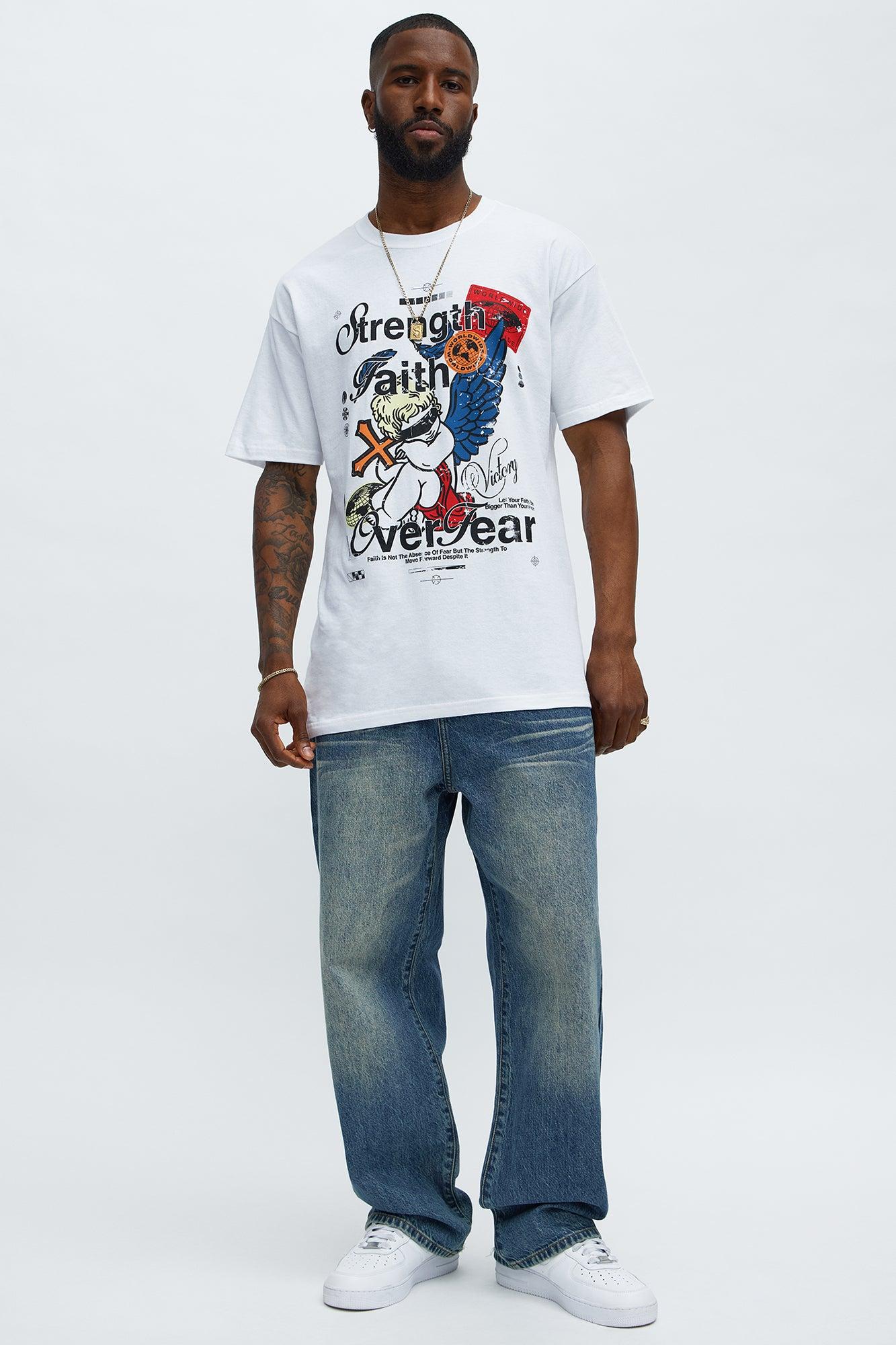 Strength Faith Over Fear Short Sleeve Tee - White Male Product Image