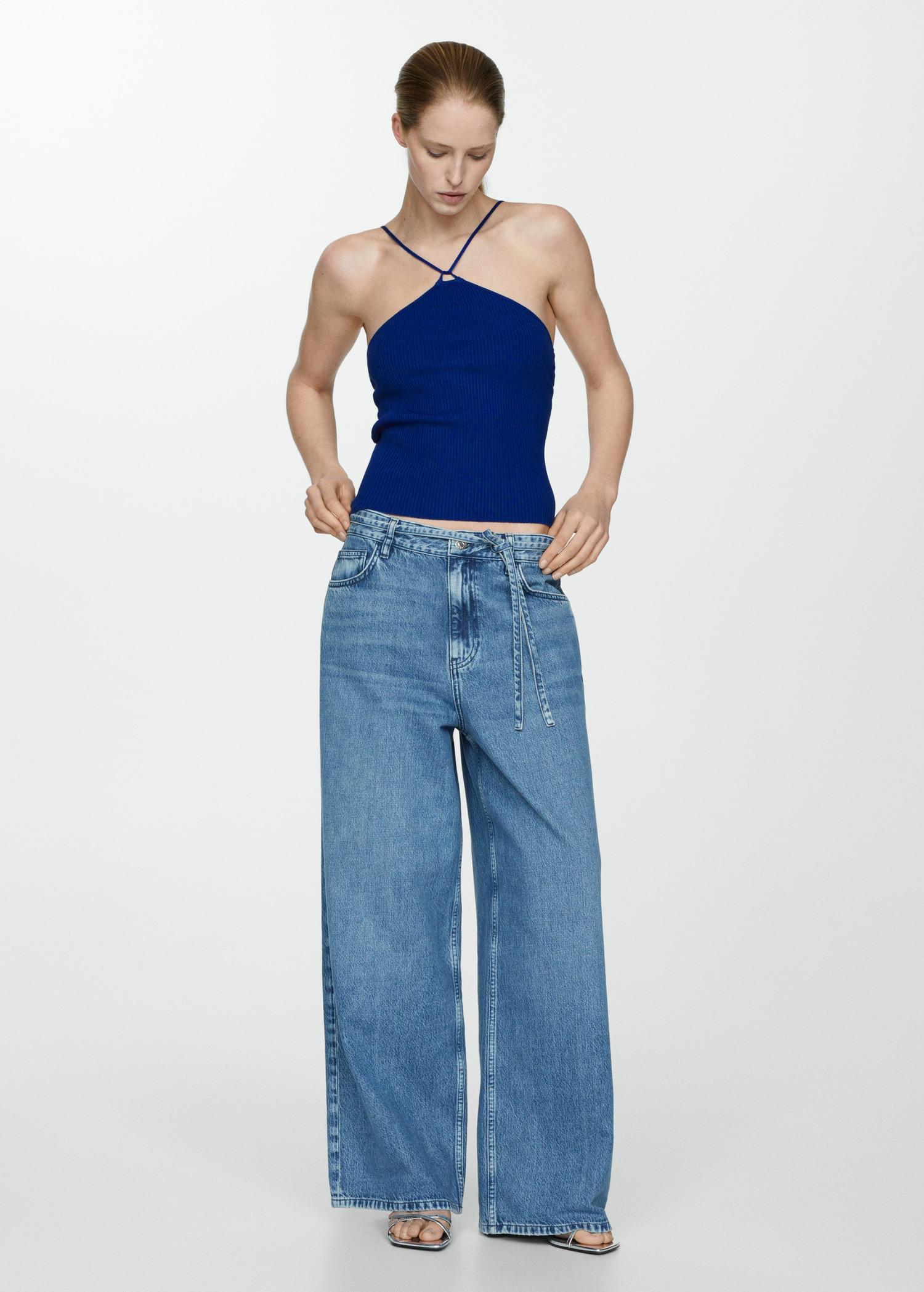 Knitted top with metallic thread - Women | MANGO USA Product Image