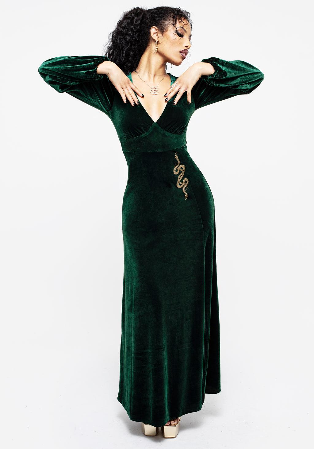 Zarina Long Sleeve Velour Maxi Dress Product Image