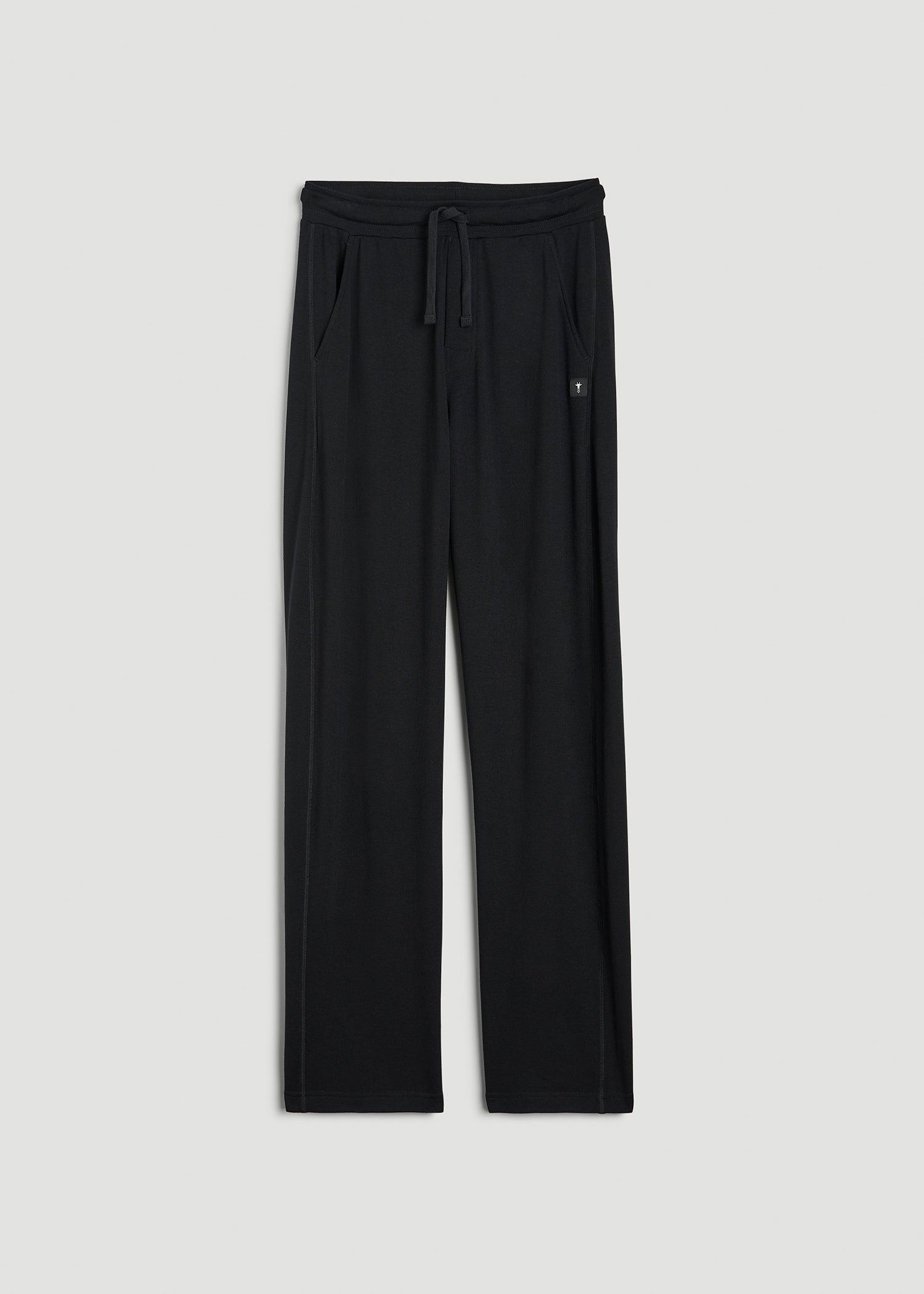 Open-Bottom Pajama Pants for Tall Men in Black Male Product Image