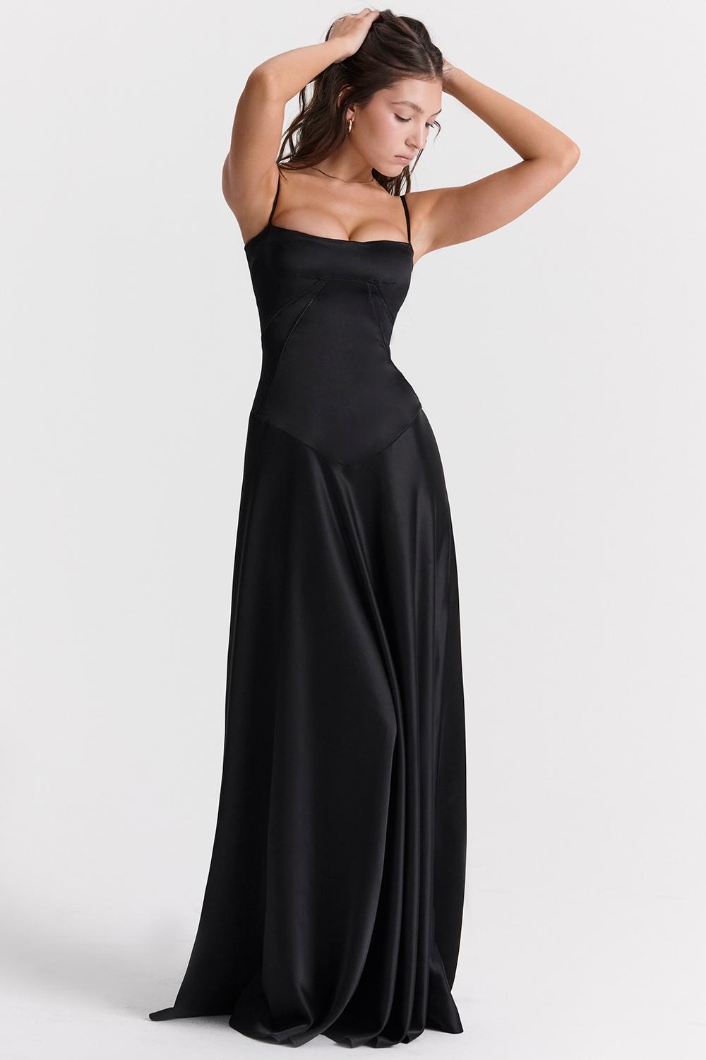 Anabella  black lace up maxi dress Product Image