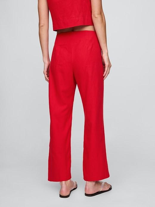 Linen-Blend Relaxed Straight Ankle Pants Product Image