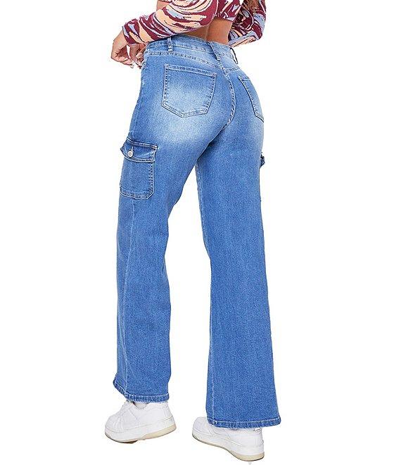YMI Jeanswear High Rise Wide Leg Cargo Jeans Product Image