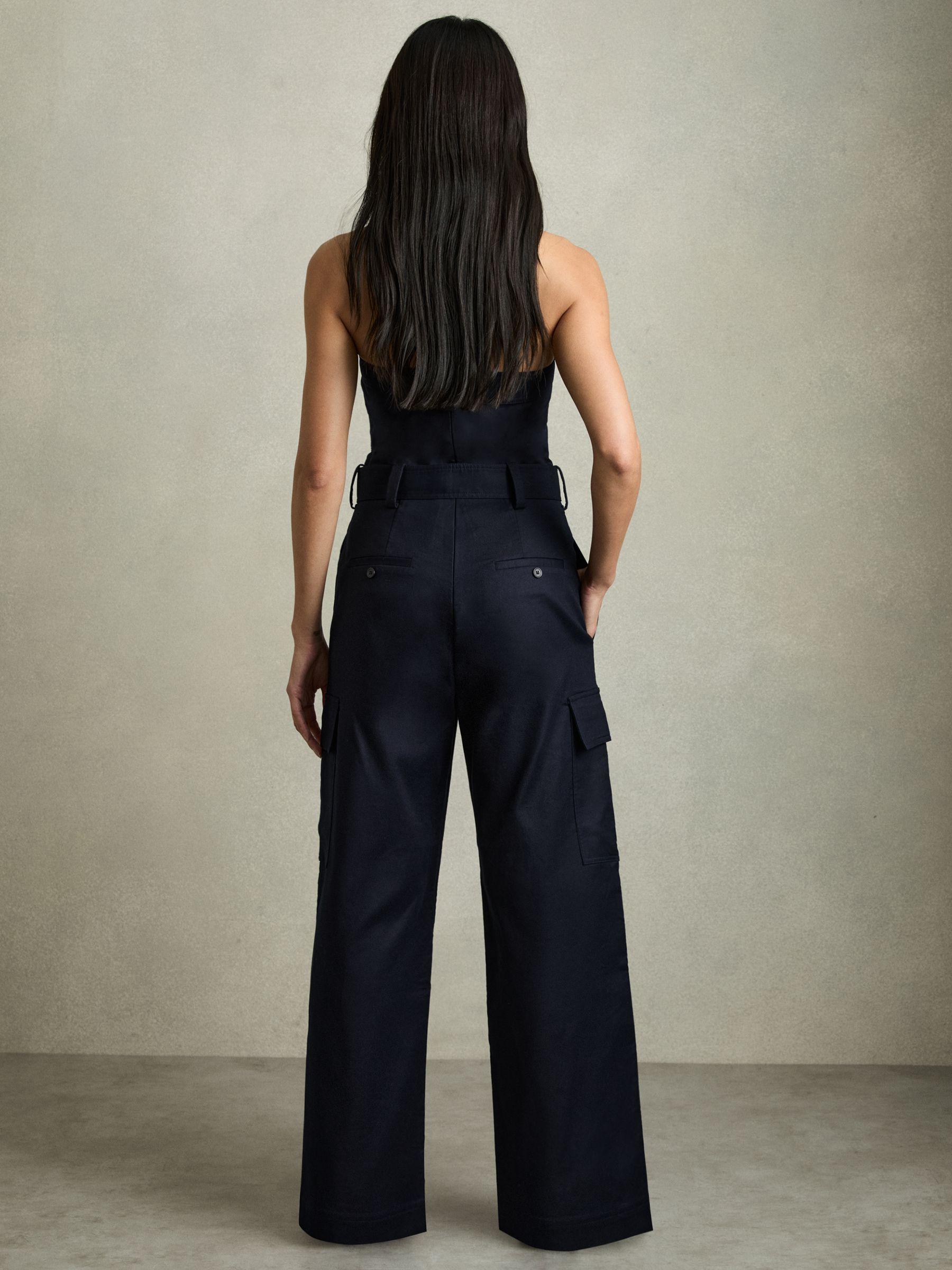Lois Navy Strapless Belted Wide Leg Jumpsuit Product Image