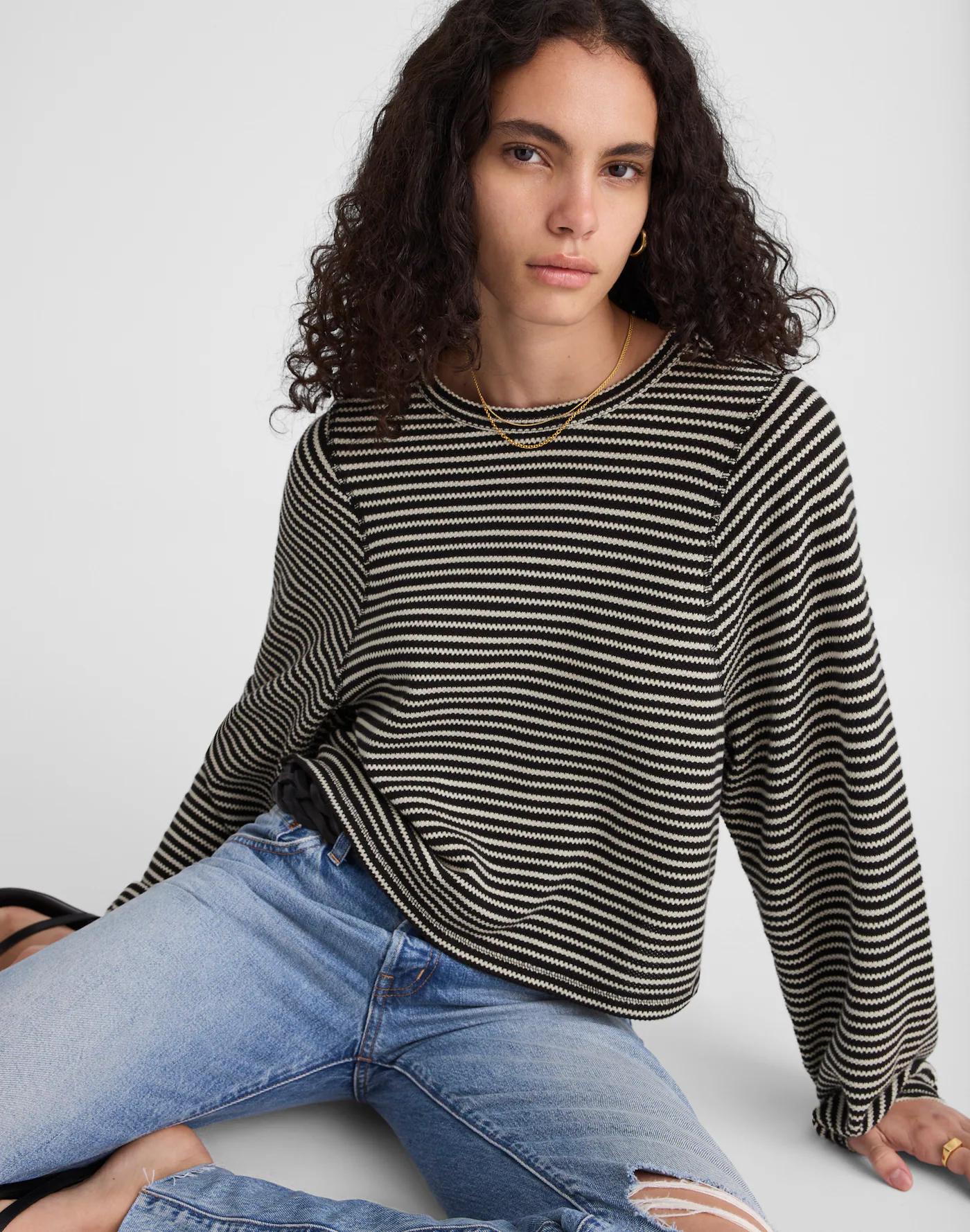 Striped Curved Long-Sleeve Tee Product Image
