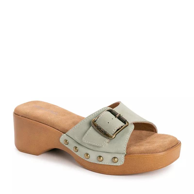 MUK LUKS Womens Cora Comfort Sandals Green Nubuck Product Image