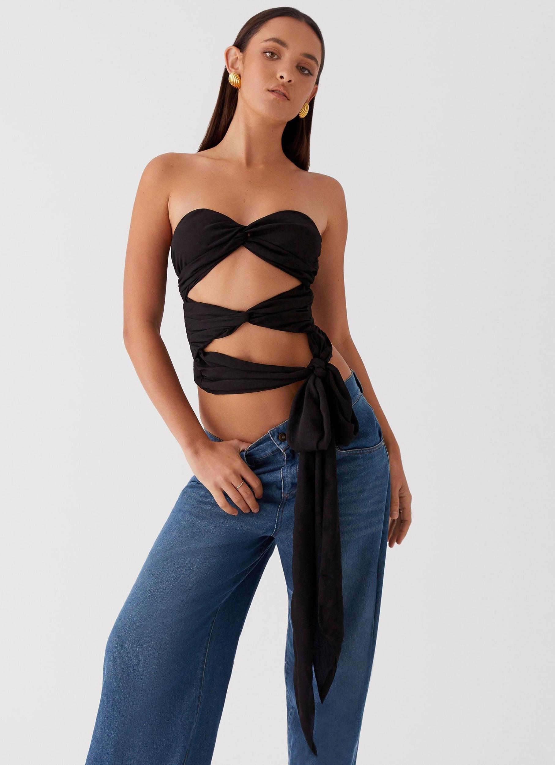 Sunlight Cascade Top - Black Product Image