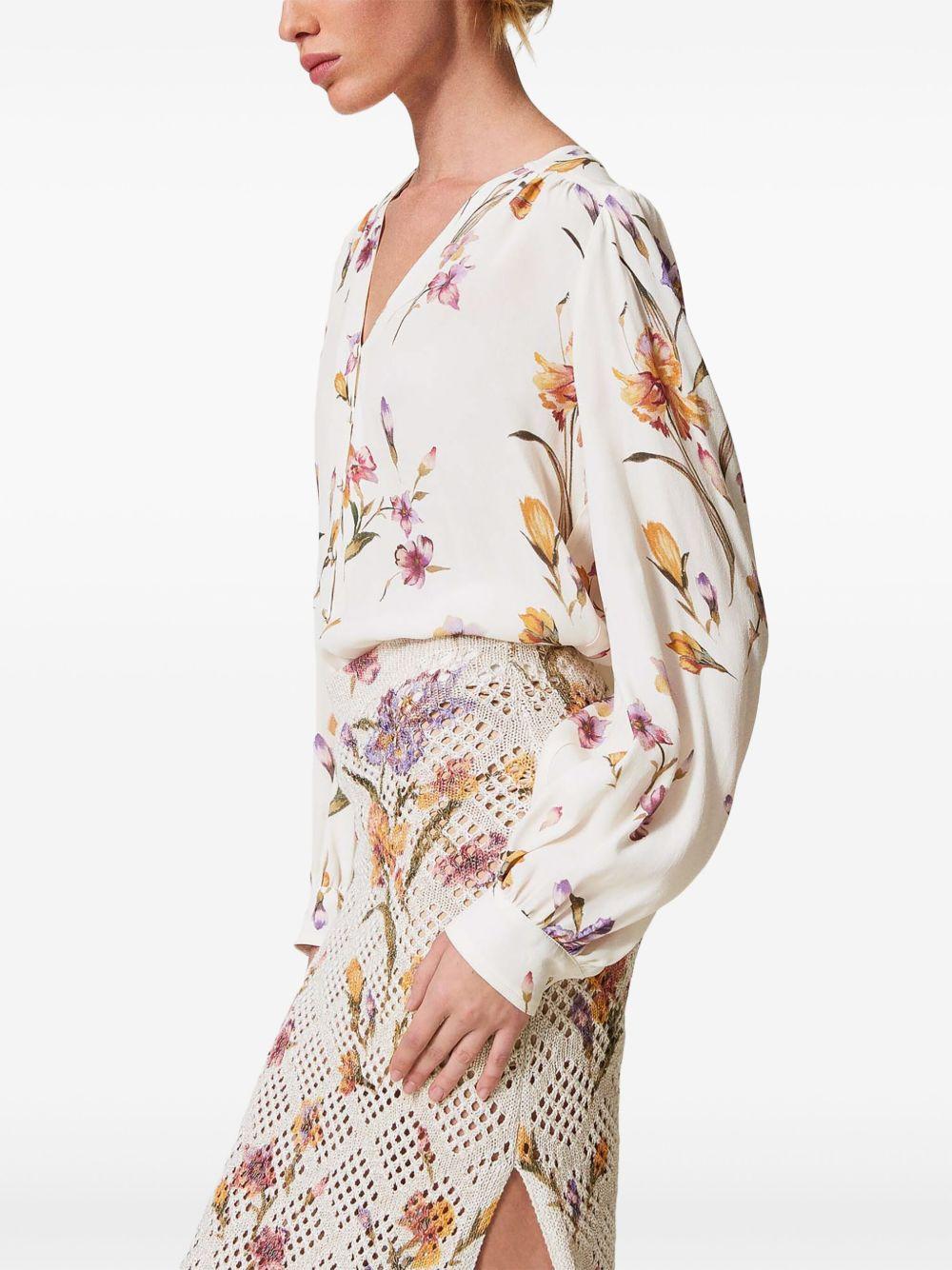 floral-print crepe de chine shirt Product Image