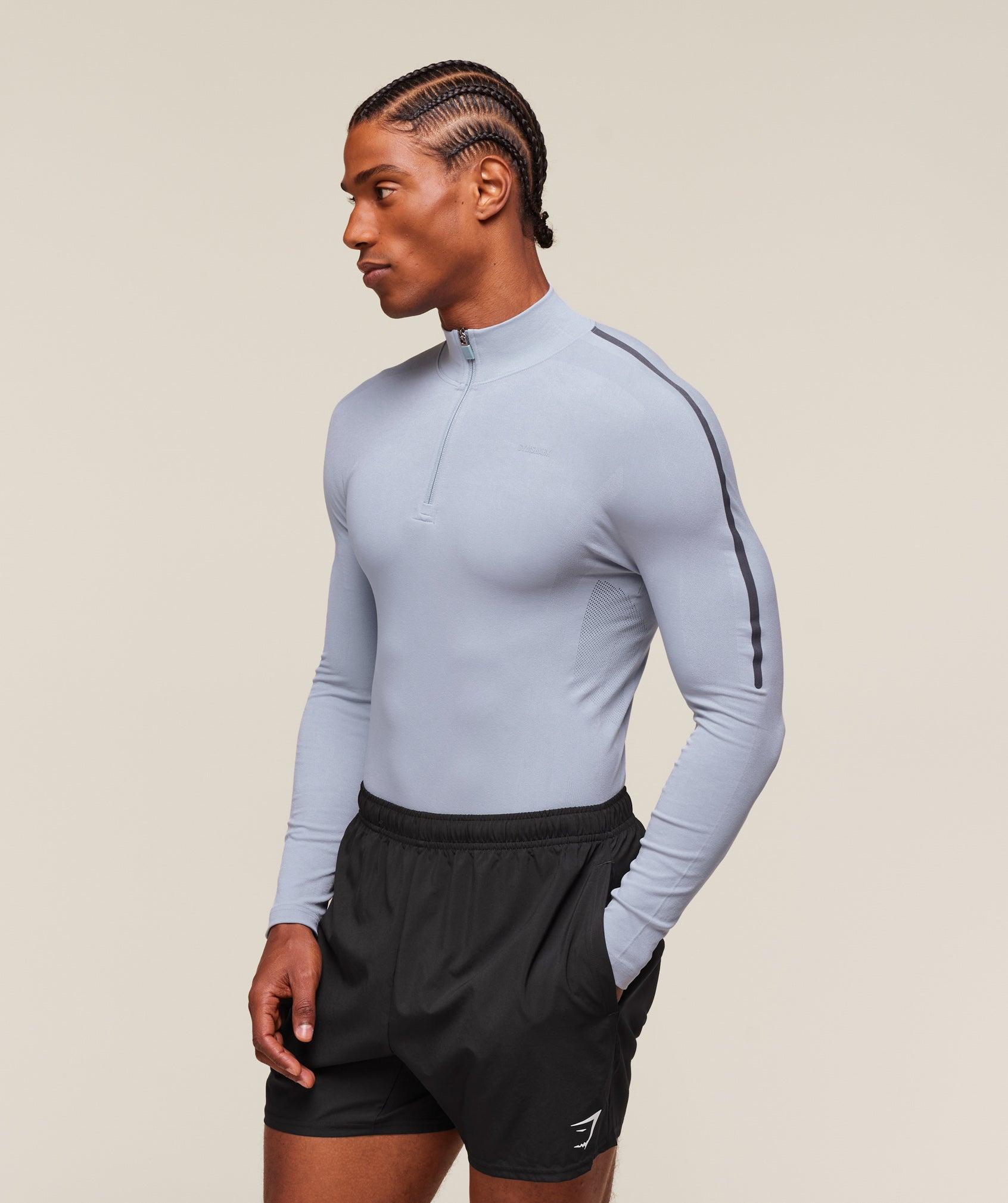 Gymshark everywear Warp Knit 1/4 Zip - Pale Blue Male Product Image