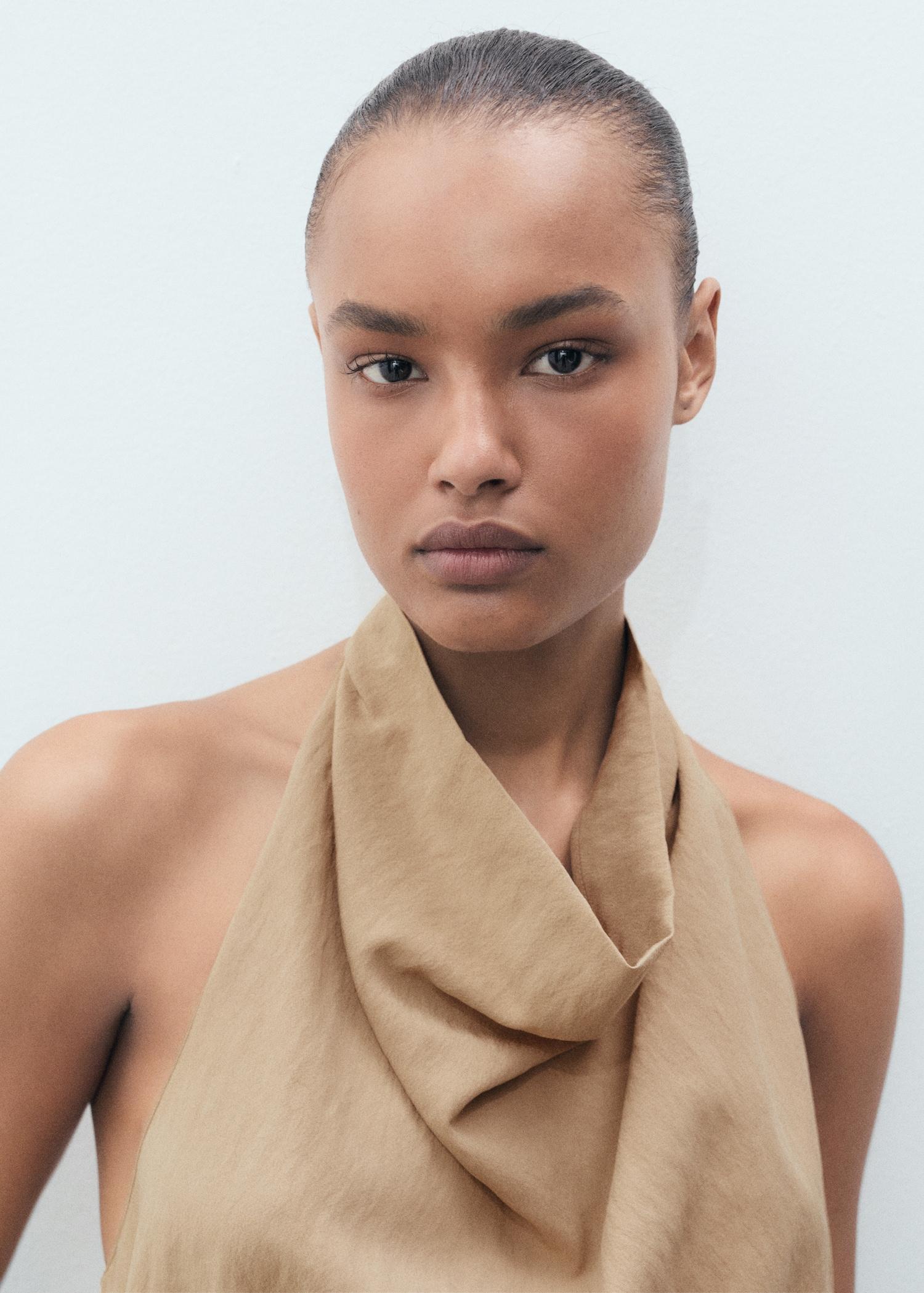 Lyocell top with draped neck - Women | MANGO USA Product Image