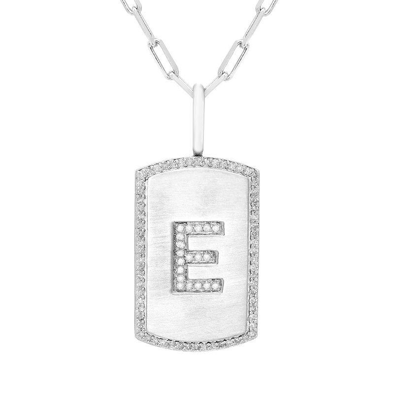 It's Personal Initial Sterling Silver & 1/4 Carat T.W. Diamond Dog Tag Necklace, Women's,  Product Image