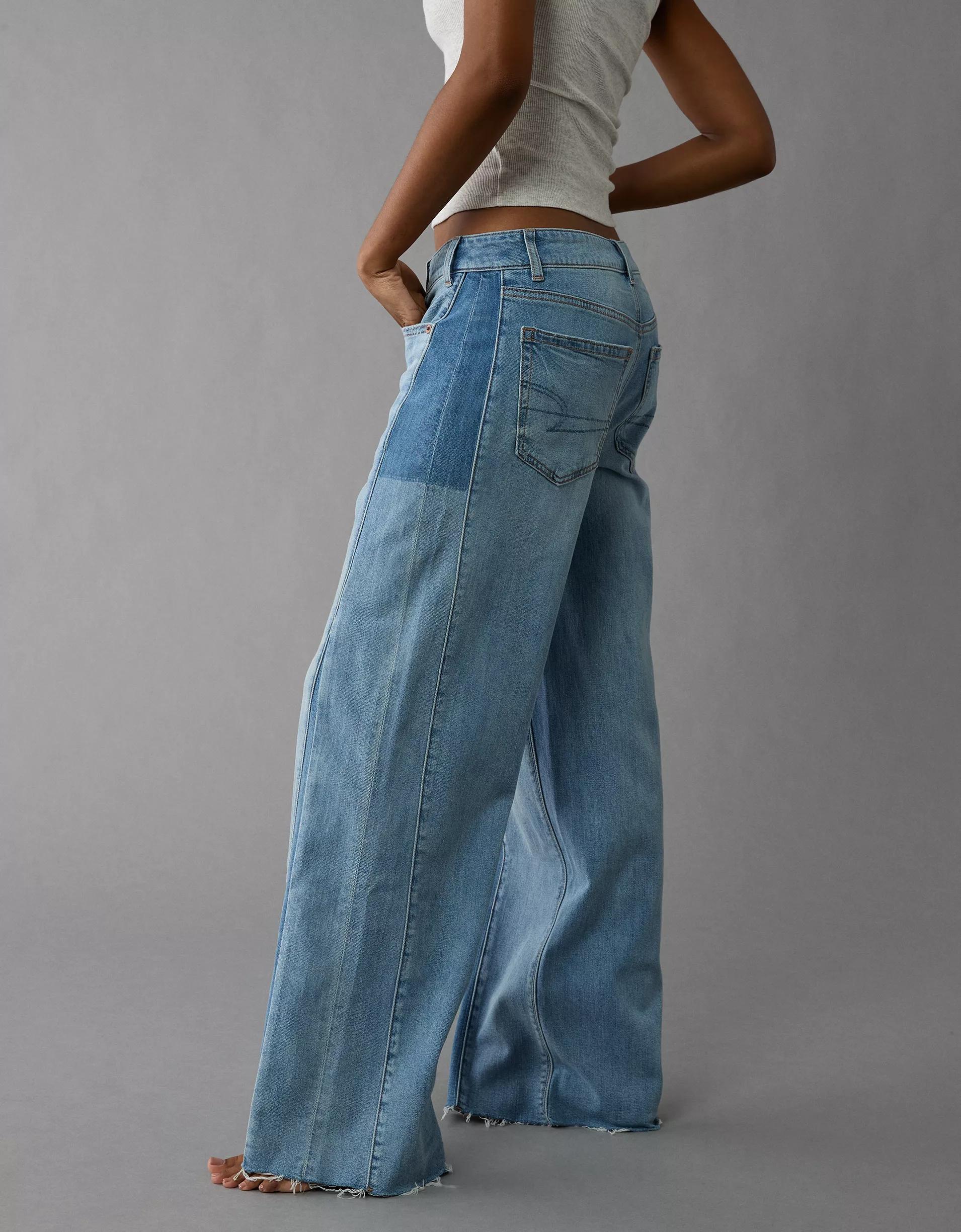 AE Dreamy Drape Stretch Patchwork Low-Rise Baggy Wide-Leg Jean Product Image