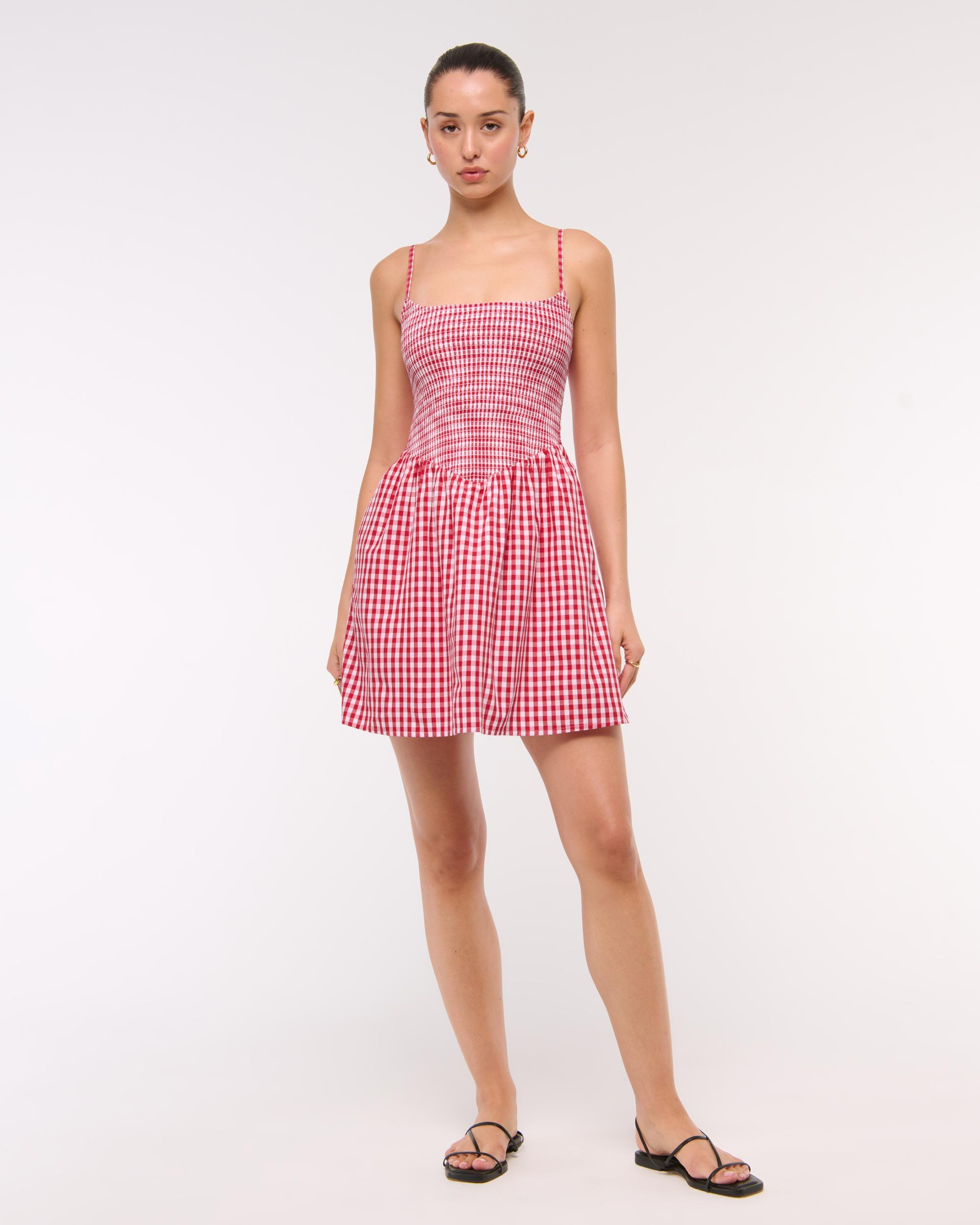 Dipped-Waist Smocked Mini Dress Product Image