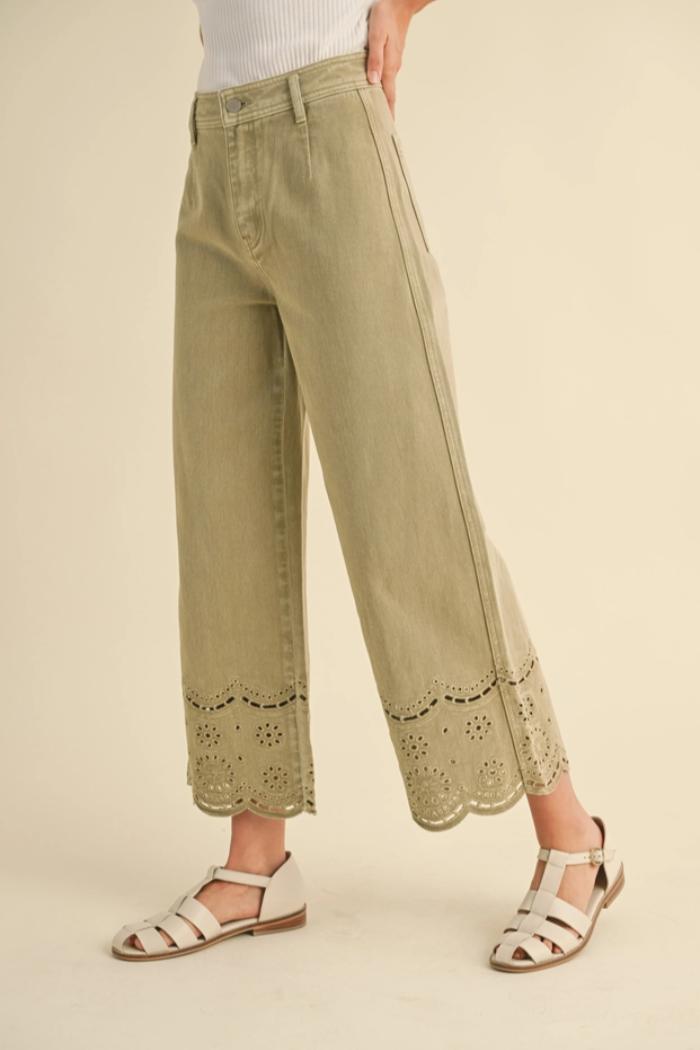 Embroidery Bottom Pants Product Image