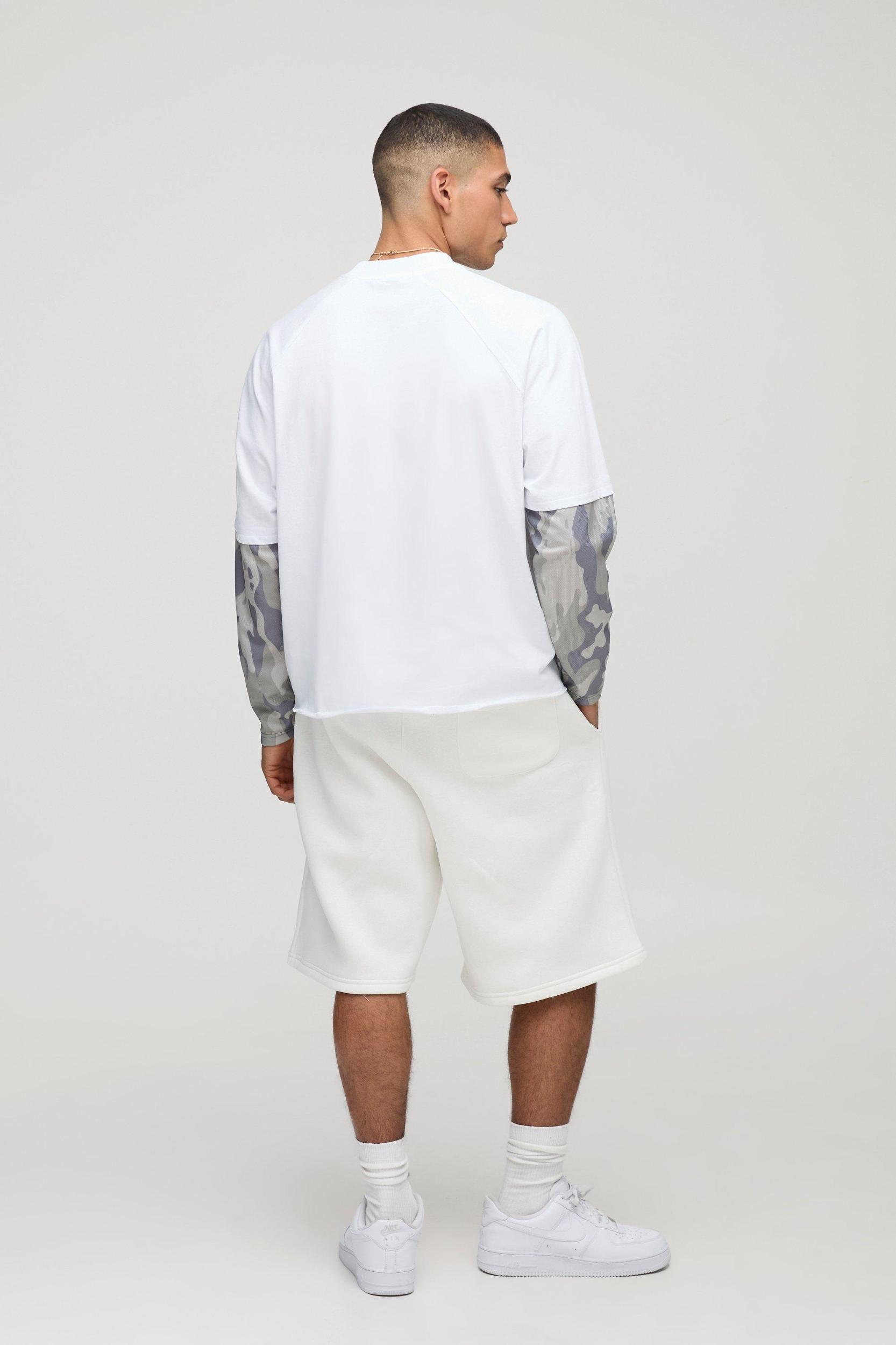 Oversized Boxy Ofcl Camo Faux Layer Long Sleeve T-Shirt | boohooMAN USA Product Image