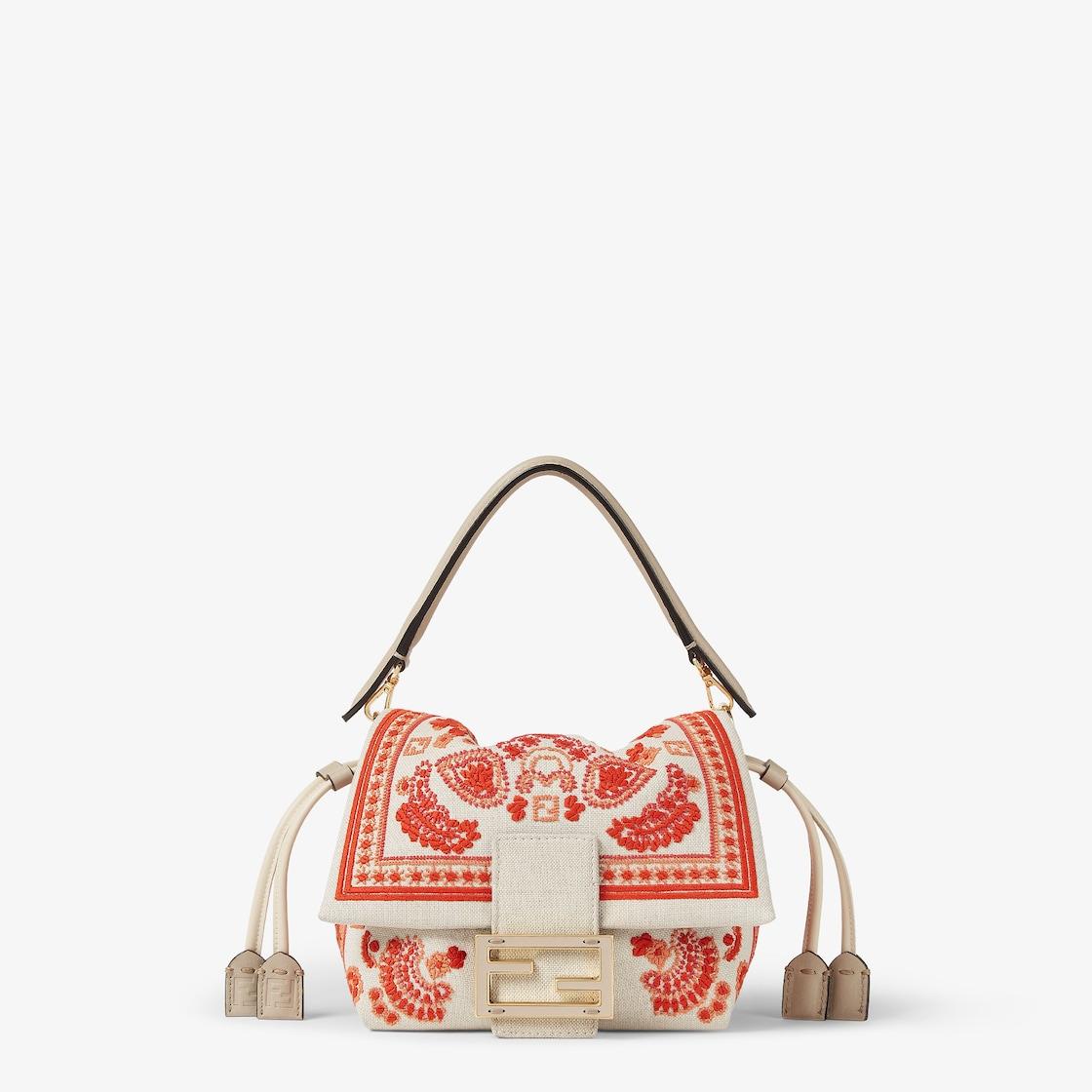 Mamma Baguette SmallCanvas mini-bag with Coral Bandana embroidery Product Image