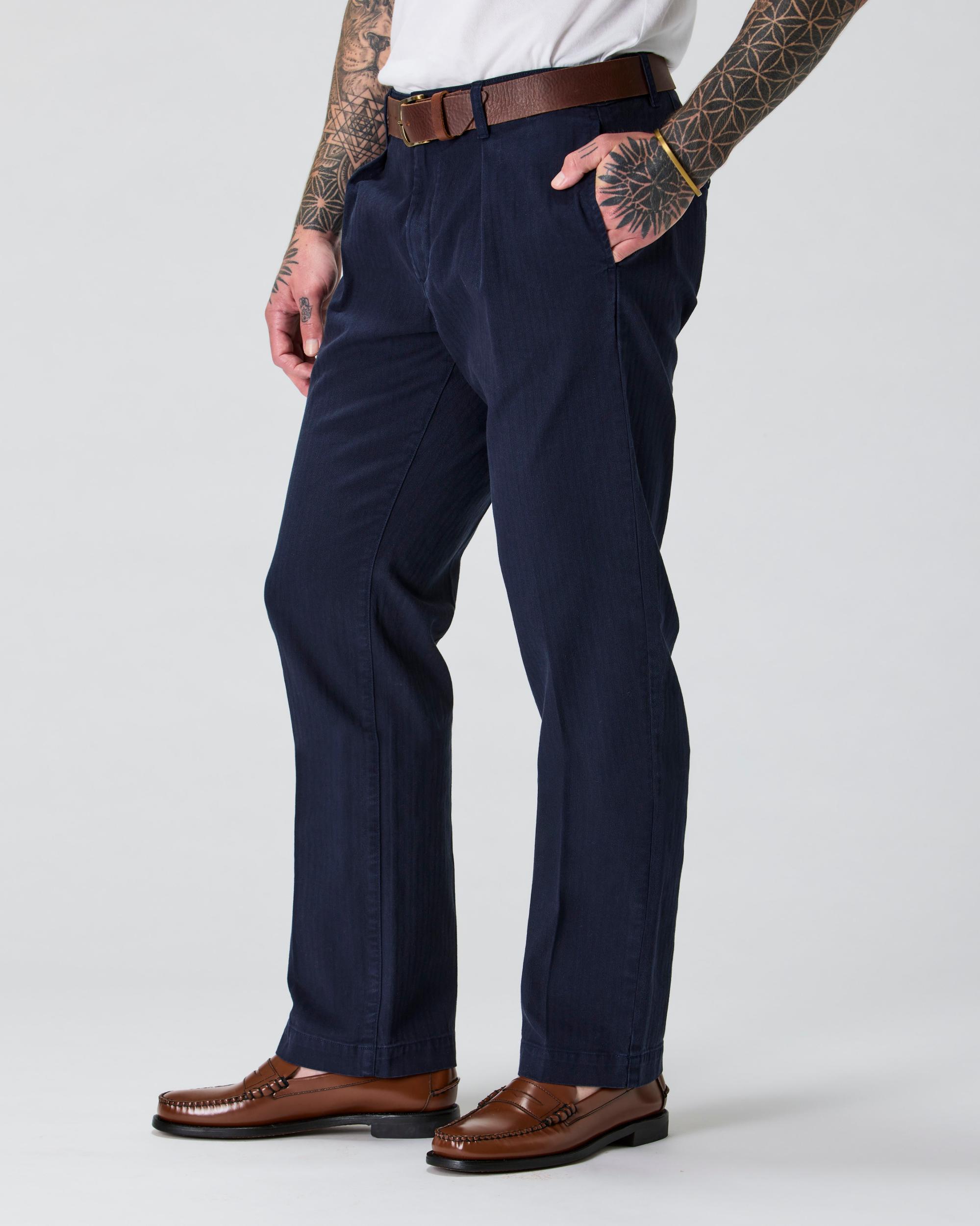 Pleated Herringbone Chino - HB Classic Product Image
