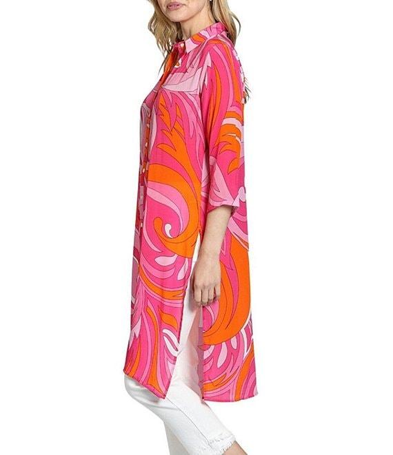 APNY V-Neck 3/4 Sleeve Woven Print Tunic Product Image