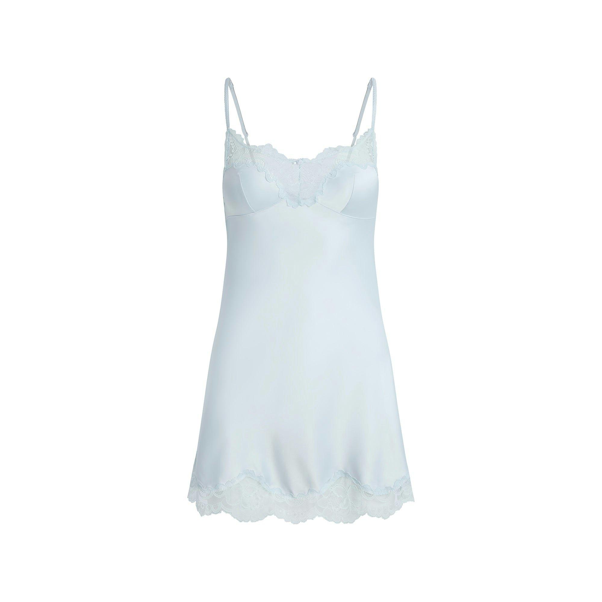 WOVEN SHINE LACE SLIP DRESS | CLOUD Product Image