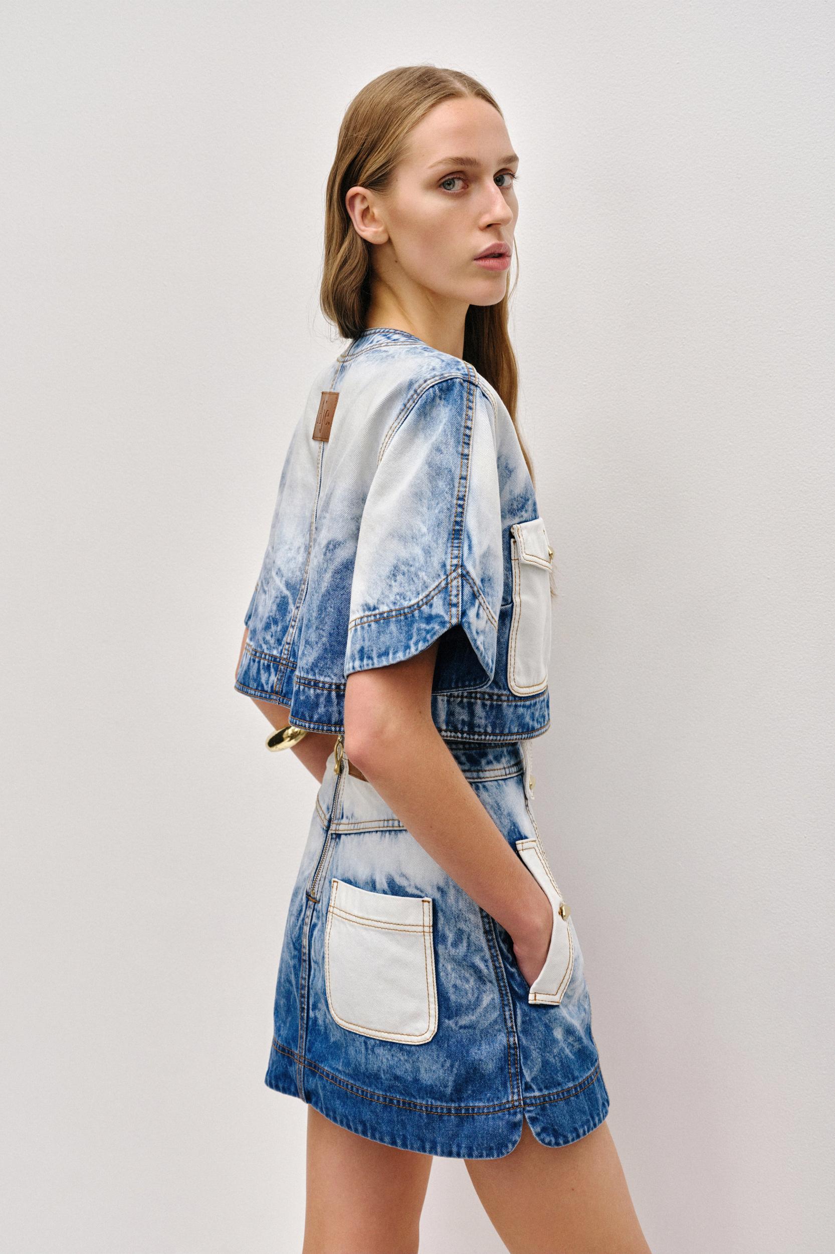 Tides Denim Cropped Top-BLEACH WASH / 4 Product Image