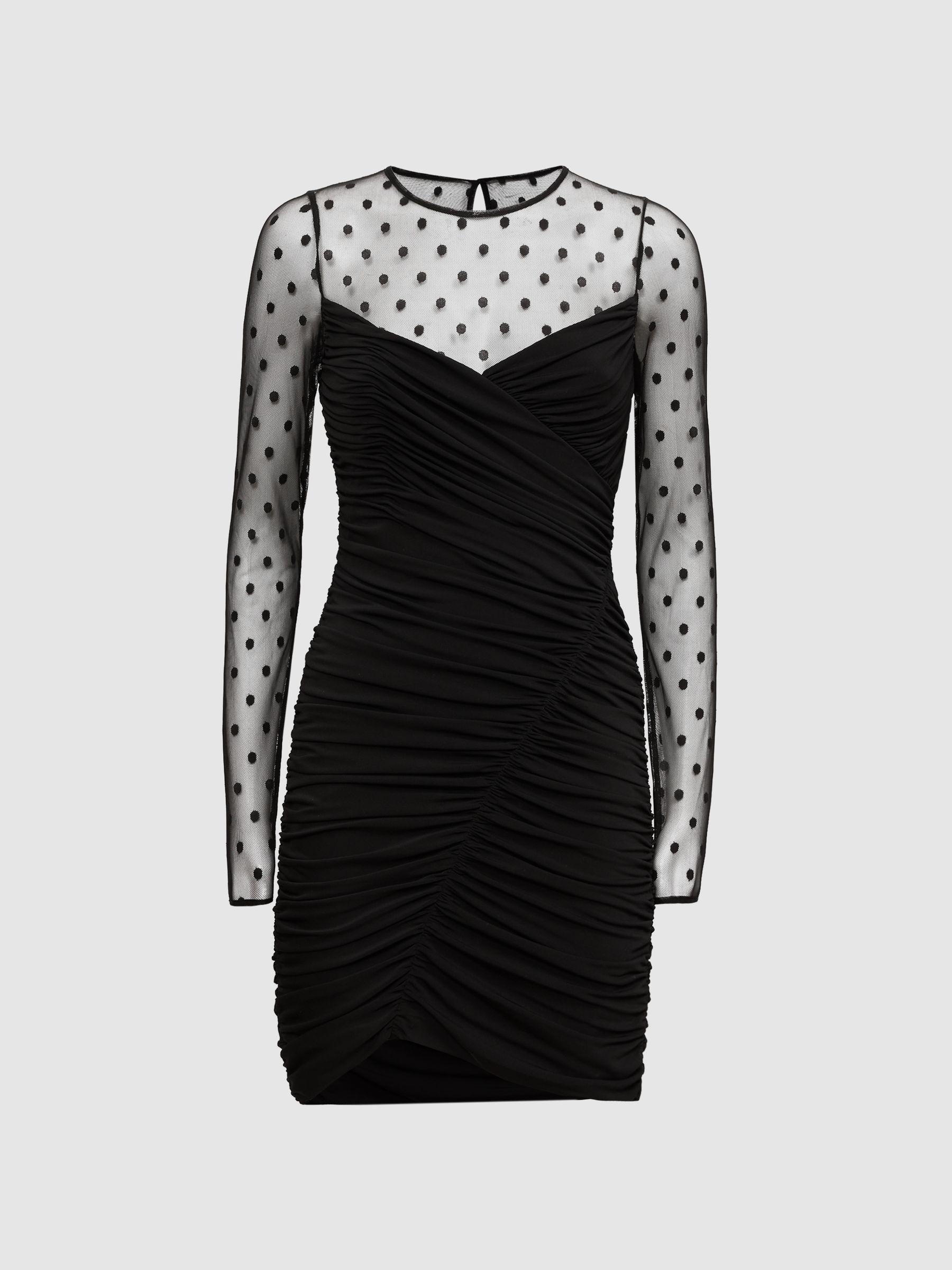 Halston Polka Dot Mini Dress in Black Product Image