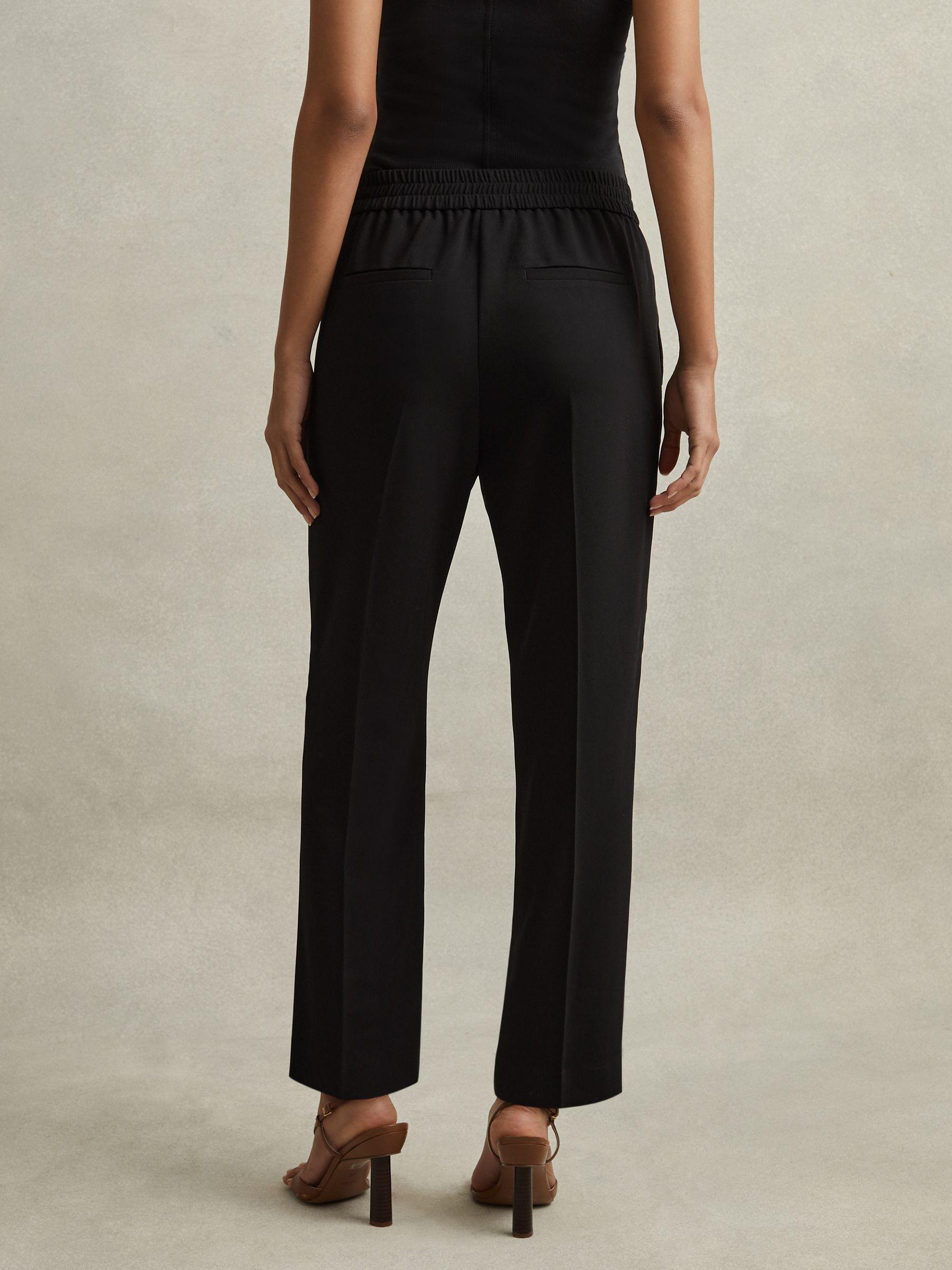 Elasticated Side Stripe Tapered Trousers in Black Product Image