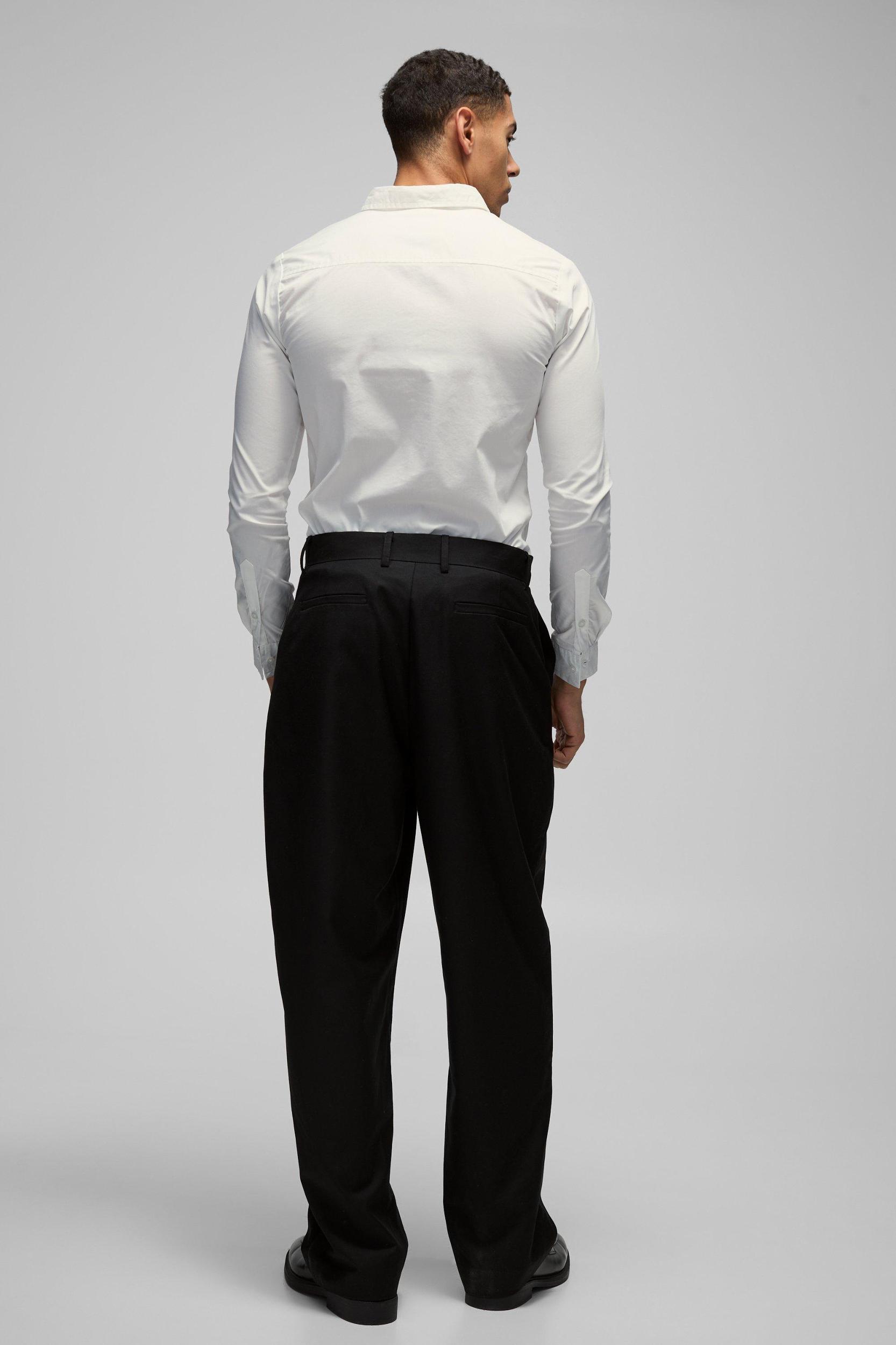 Long Sleeve Stretch Fit Shirt | boohooMAN USA Product Image