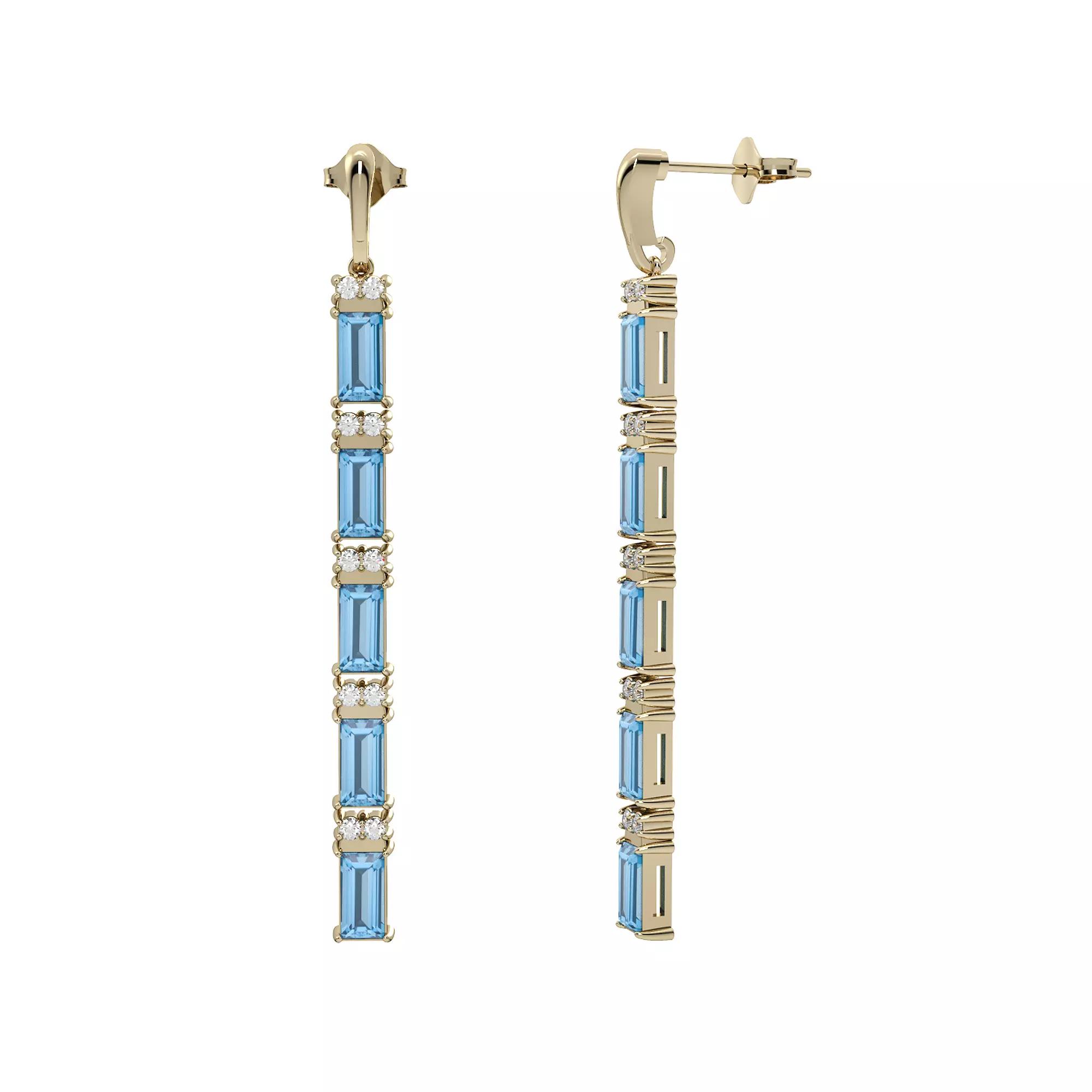 10k Gold Blue Topaz & Diamond Accent Dangle Earrings, Women's Product Image