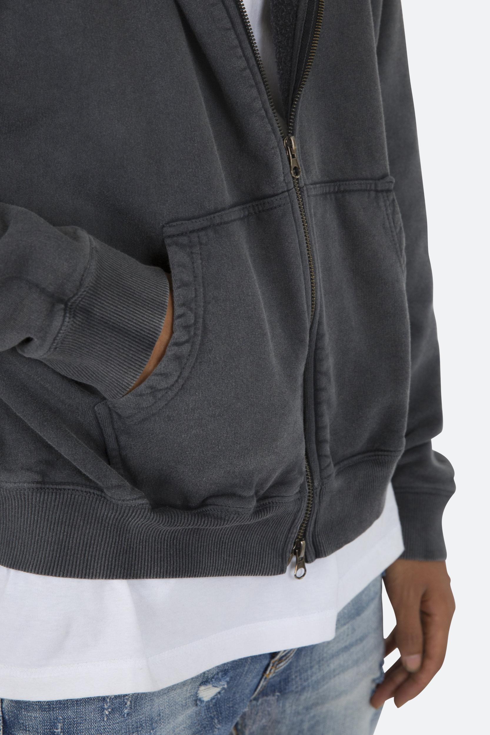 Basic Zip Up Hoodie - Vintage Black Male Product Image
