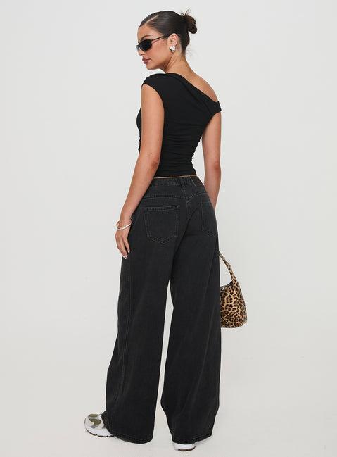 Ramos Low Rise Denim Jeans Washed Black Product Image