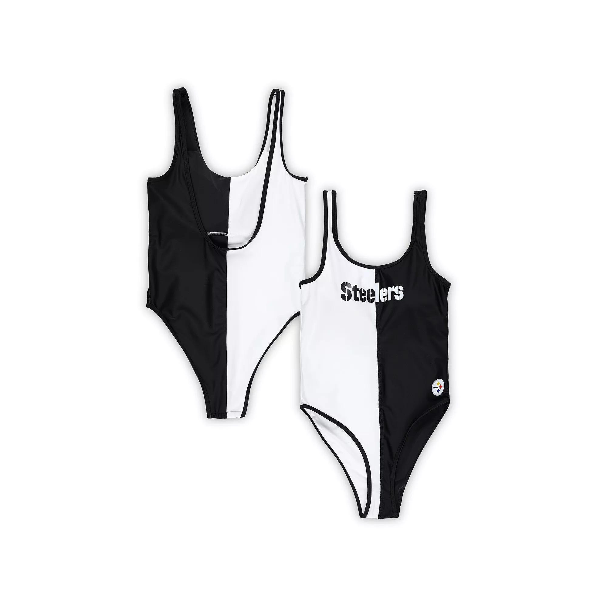 Women's G-III 4Her by Carl Banks Black/White Pittsburgh Steelers Last Stand One-Piece Swimsuit, Size: XS Product Image