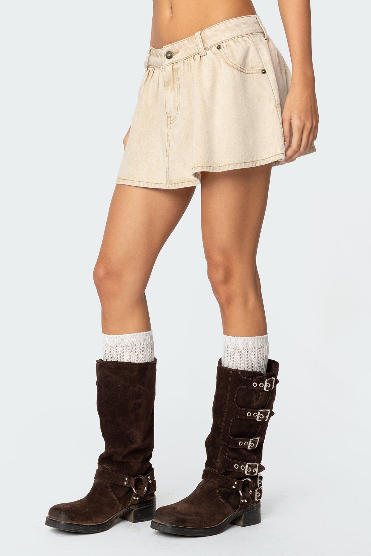 Peyton Flared Denim Mini Skirt Product Image