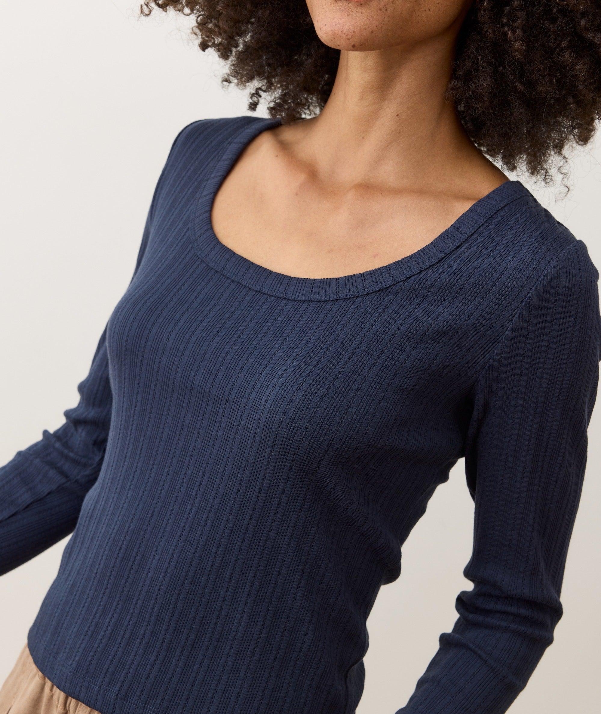 Lexi Rib Pointelle Longsleeve Scoop Tee Product Image