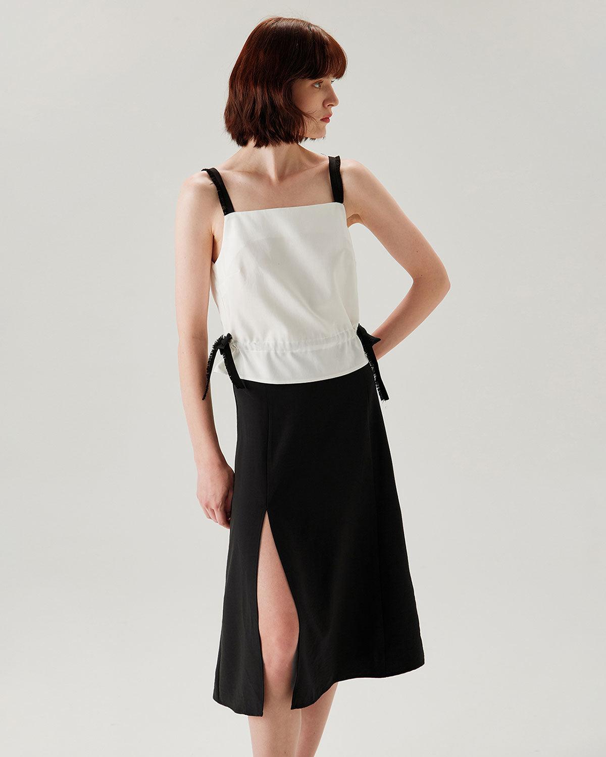 Black A-Line Slit Midi Skirt Product Image