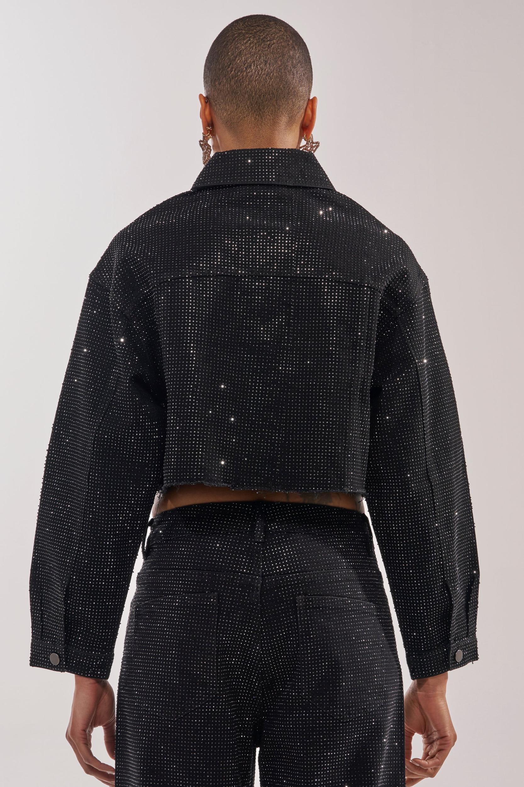 DEMI EMBELLISHED DENIM JACKET IN BLACK Product Image